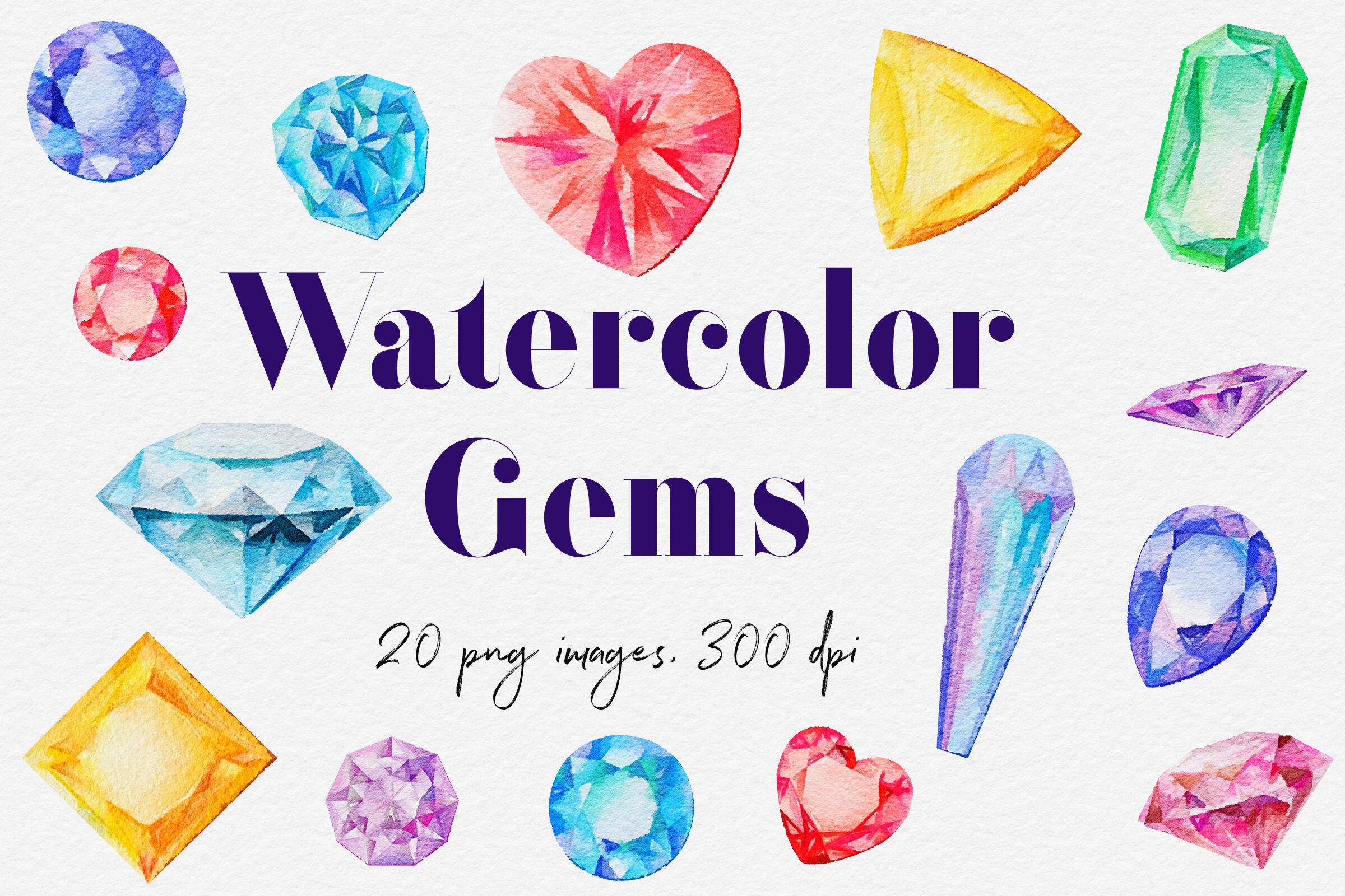 Watercolor Gemstone Clipart By North Sea Studio Thehungryjpeg