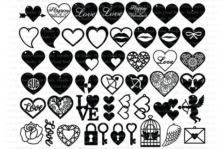 Valentine Heart Earrings SVG, Earrings Valentine, Love SVG Cut Files