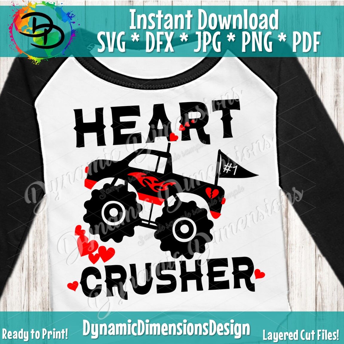 Download Heart Crusher Monster Truck Svg Be Mine Valentine Png Jpg Valent By Dynamic Dimensions Thehungryjpeg Com