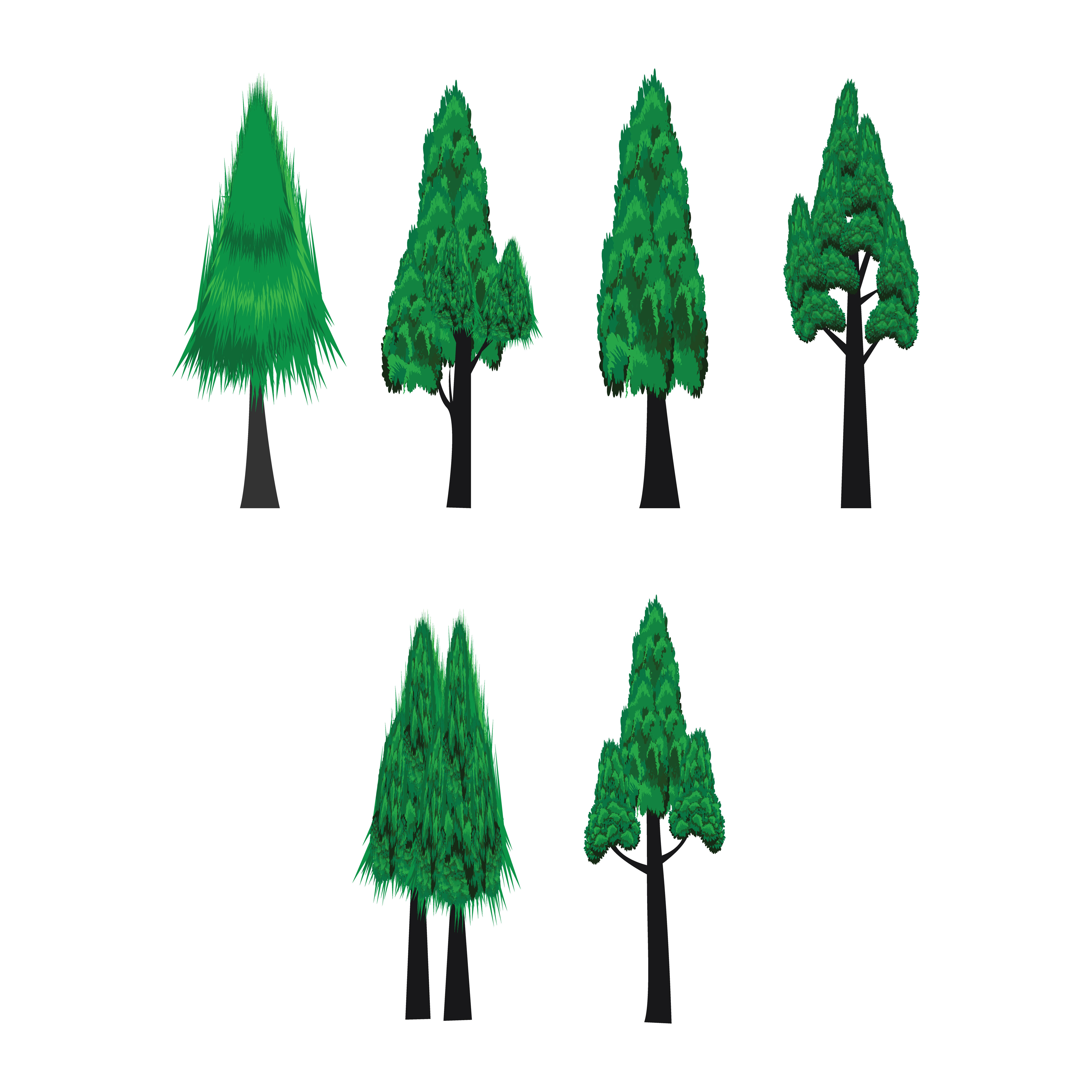 Tree Set Simple Vector Illustration By Curutdesign Thehungryjpeg Com