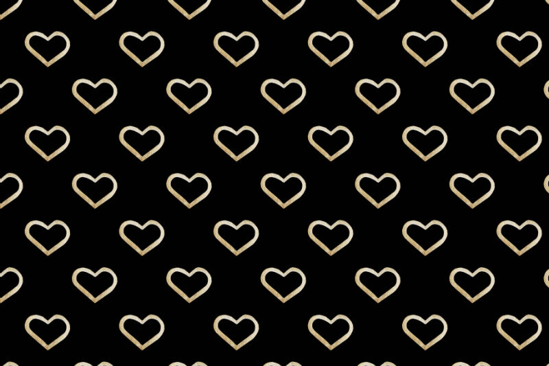 golden watercolor hearts seamless pattern on a black background By  Irina_Samoylova | TheHungryJPEG