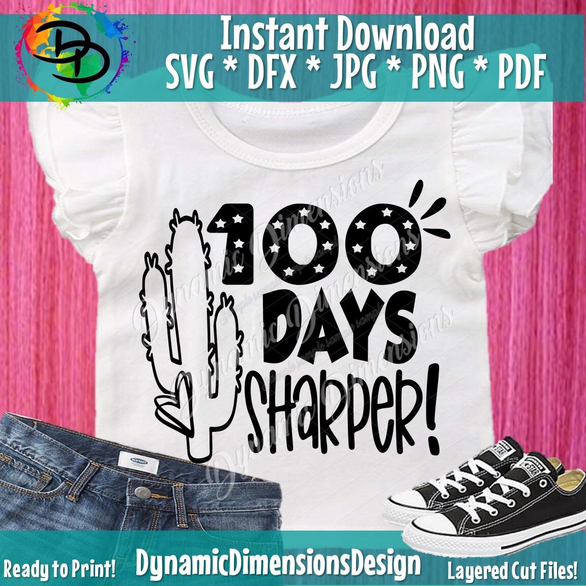ori 3677298 2g3xsczw07e75q7wv962668ziccpij0qeevp08lq 100 days sharper svg 100th day of school cut file girl 039 s shirt design kid 039 s cactus saying funny quote dxf png silhouette or cricut svg