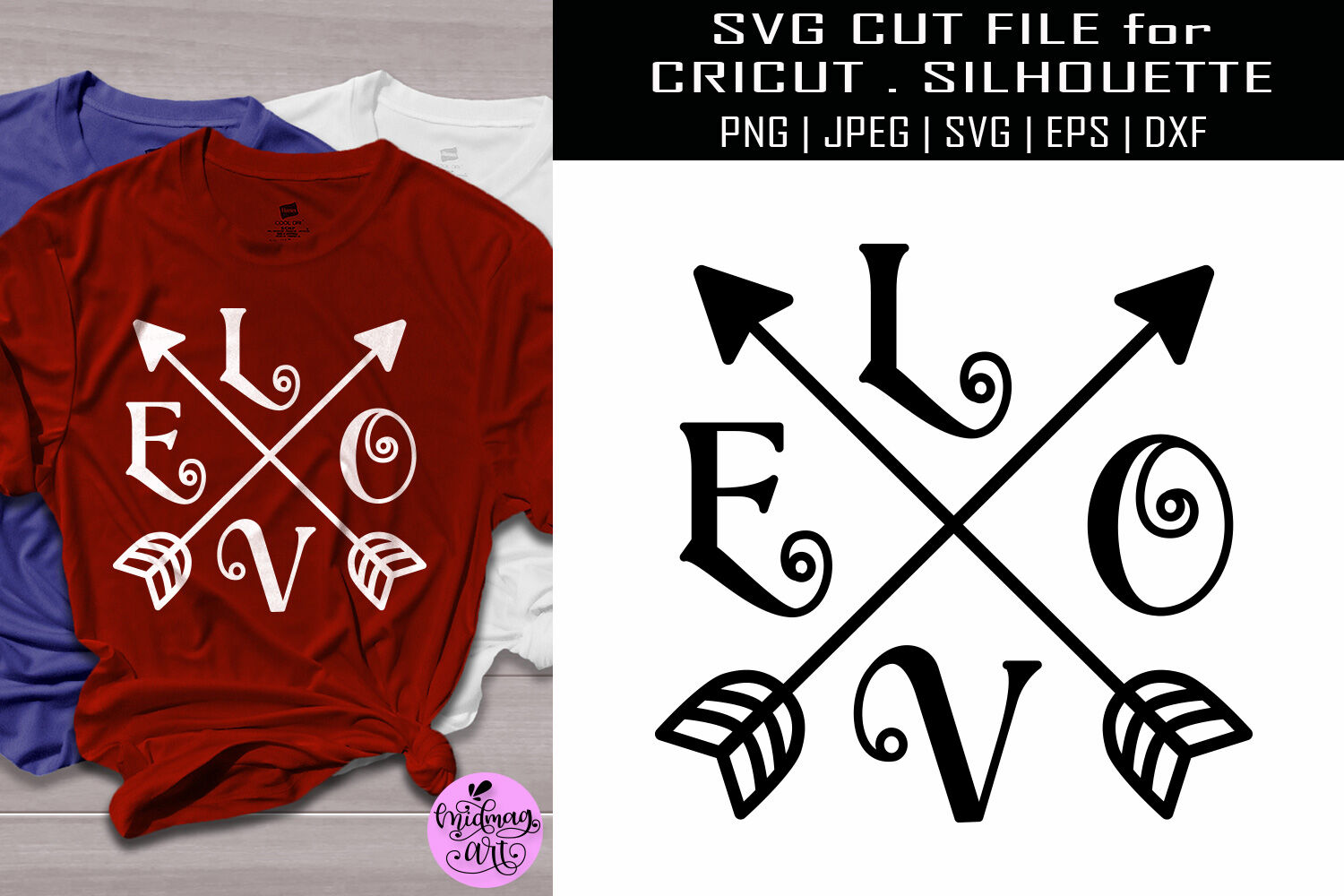 Download Love with arrows svg, valentine shirt svg By Midmagart | TheHungryJPEG.com
