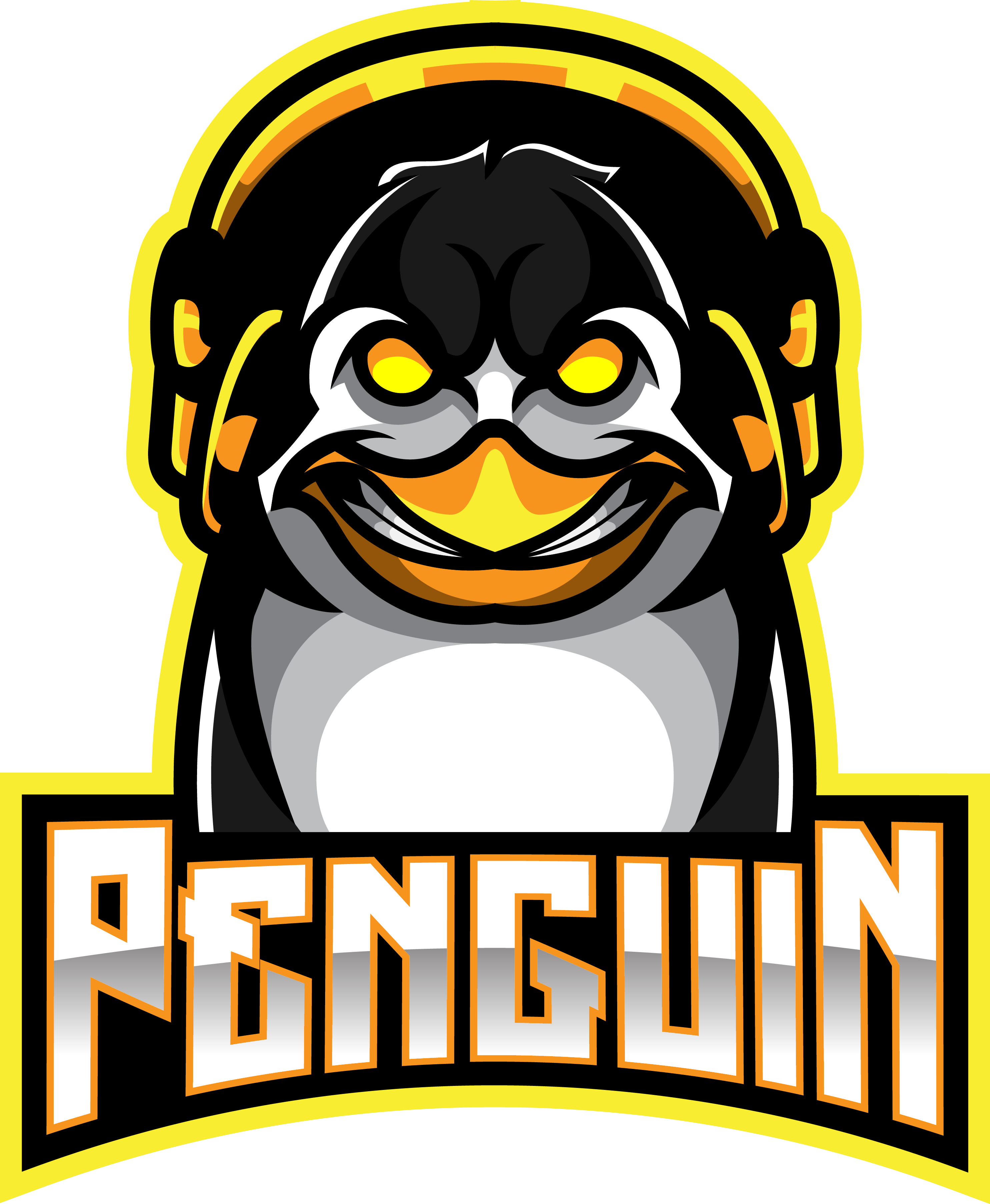 Penguin esport mascot logo design with headphones By Visink