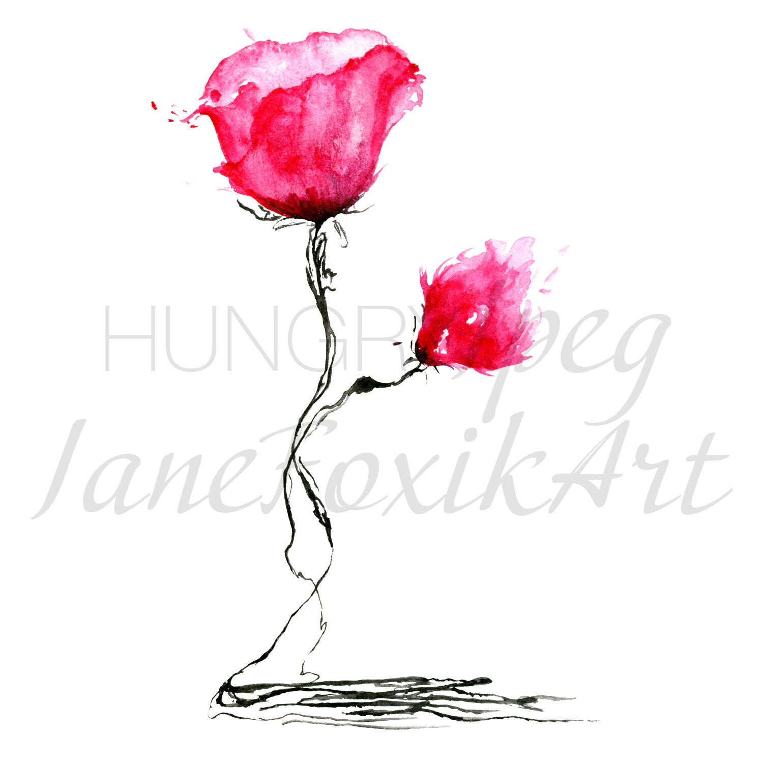 Airy Dance Of Abstract Watercolor Flowers By Janefoxikart Thehungryjpeg Com