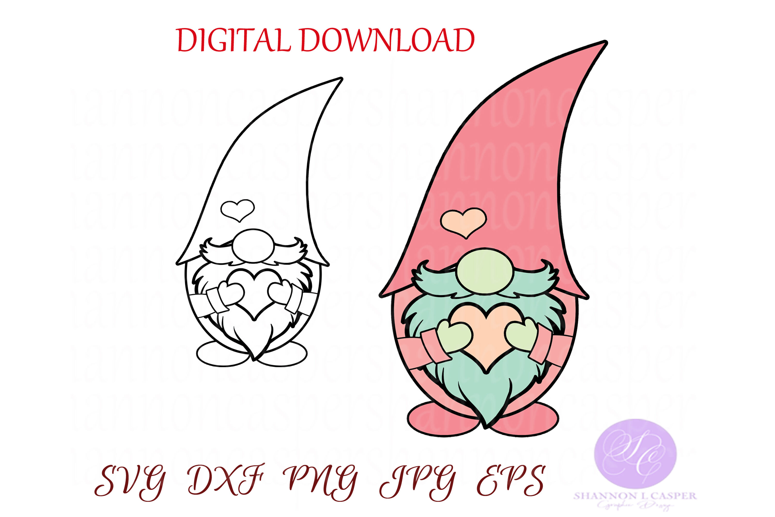 Download Valentine Gnome By Shannon Casper | TheHungryJPEG.com