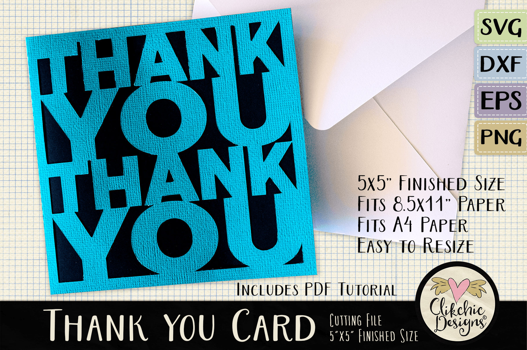 Download Thank You Card SVG Cutting File & Tutorial By Clikchic Designs | TheHungryJPEG.com