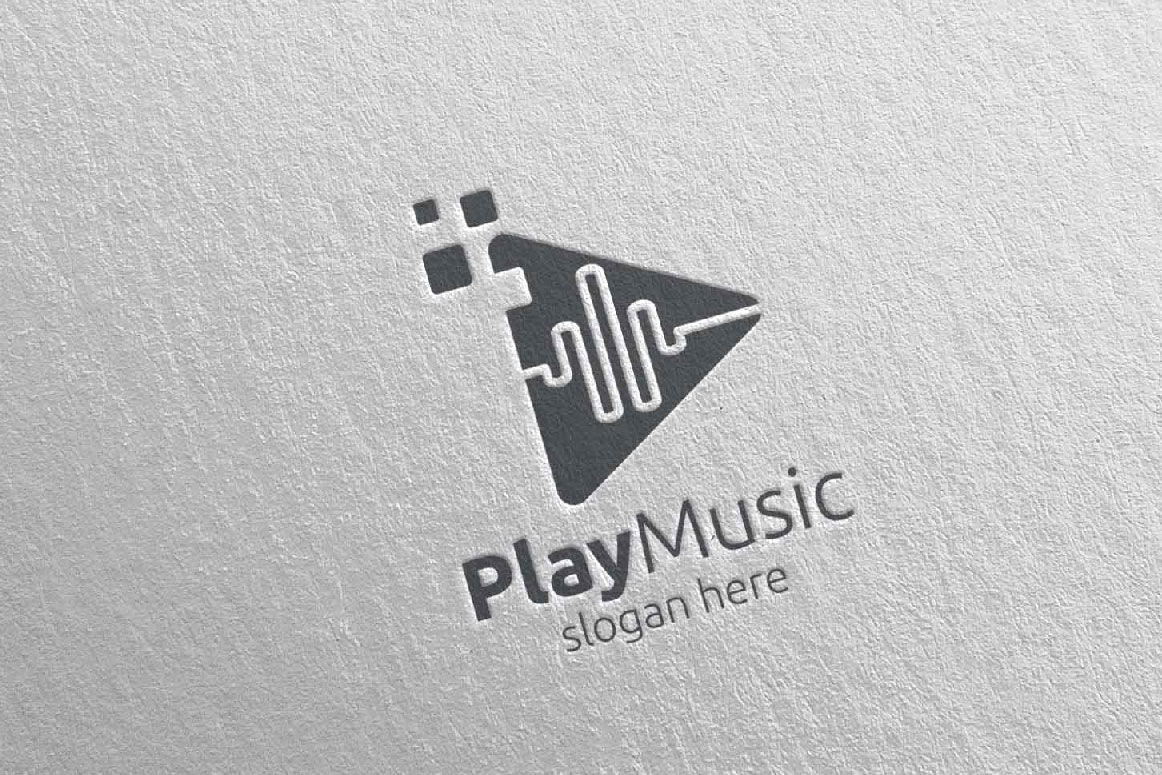 Abstract Music Logo With Play Concept 4 By Denayunethj Thehungryjpeg Com