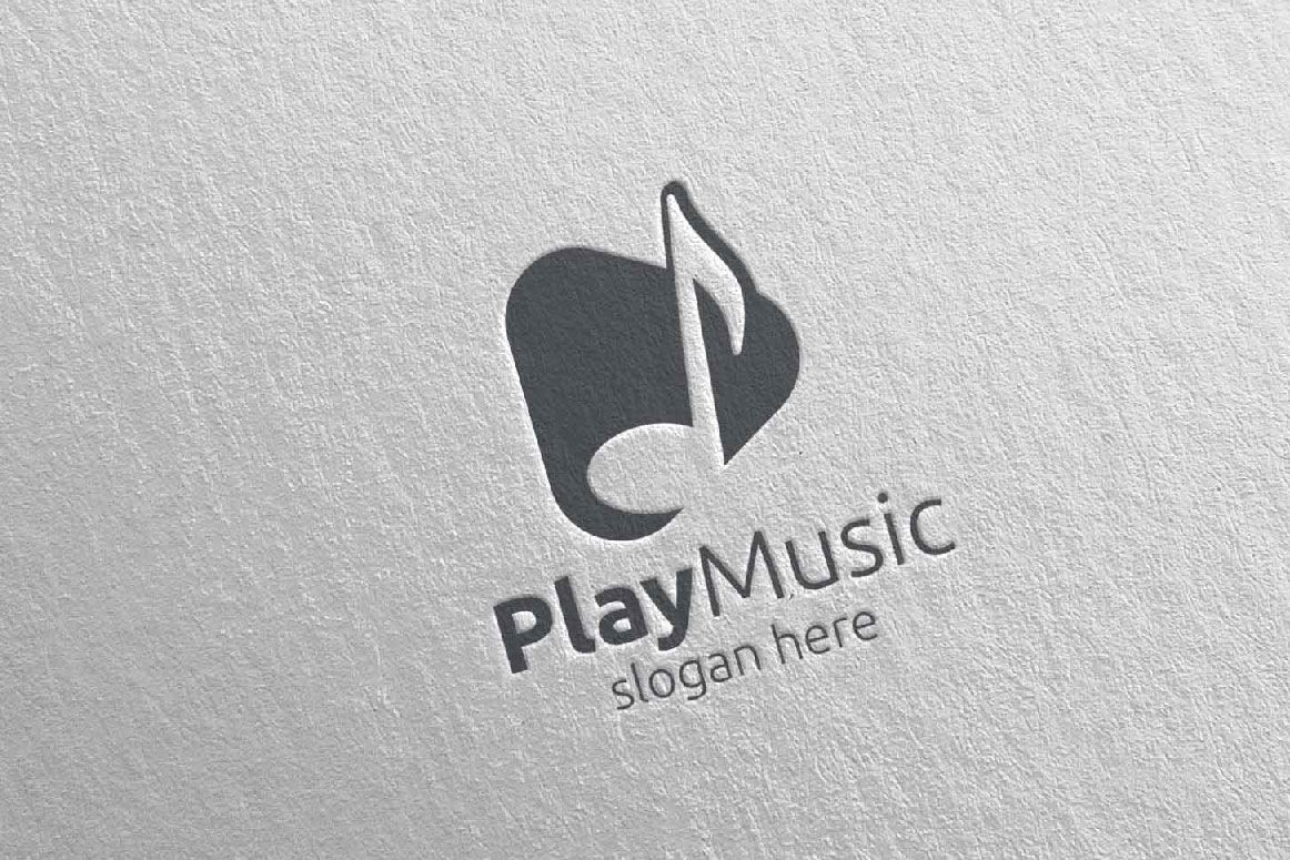Music Logo With Note And Play Concept 5 By Denayunethj Thehungryjpeg Com