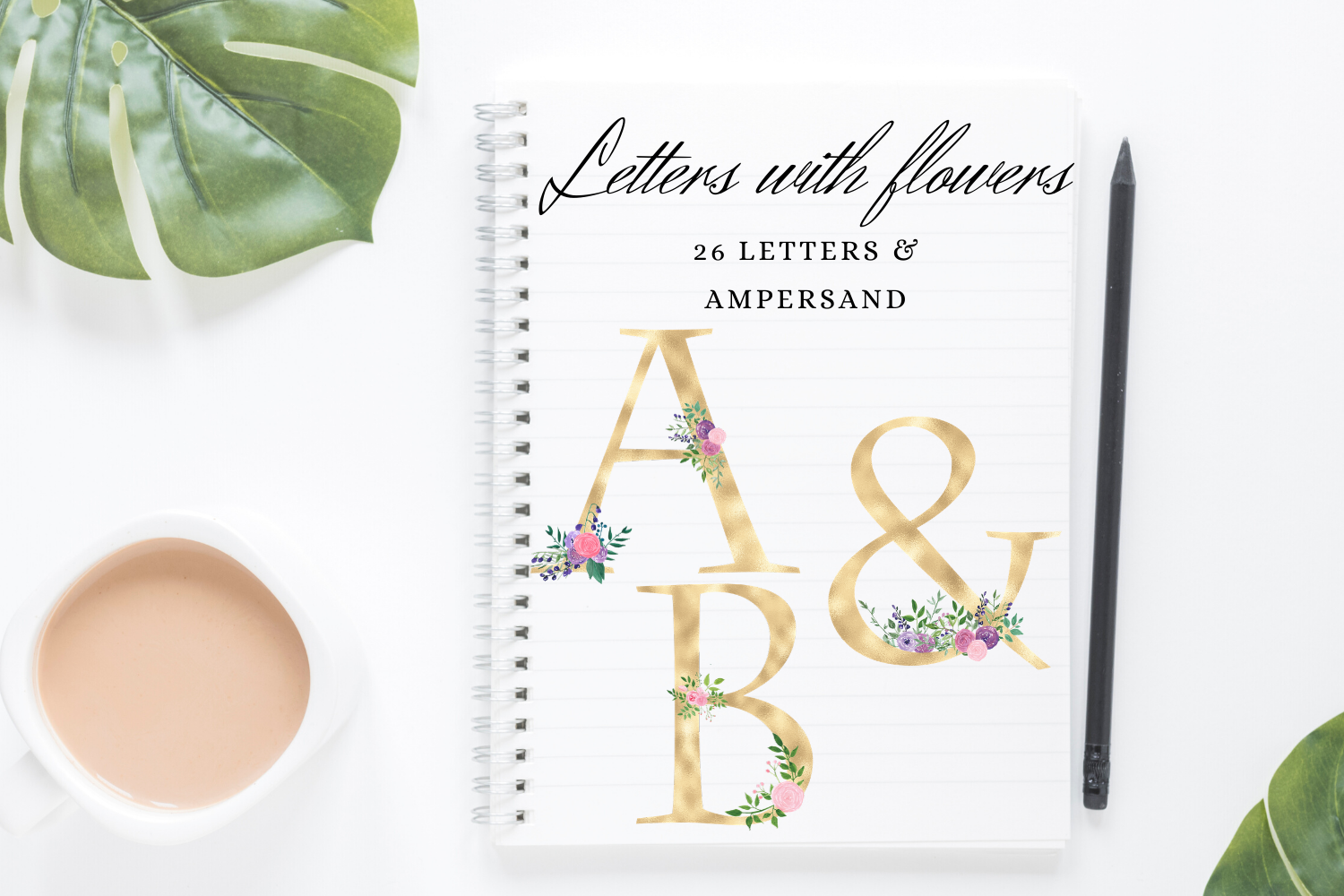 delicate roses floral printable alphabet gold foil alphabet by old continent design thehungryjpeg com