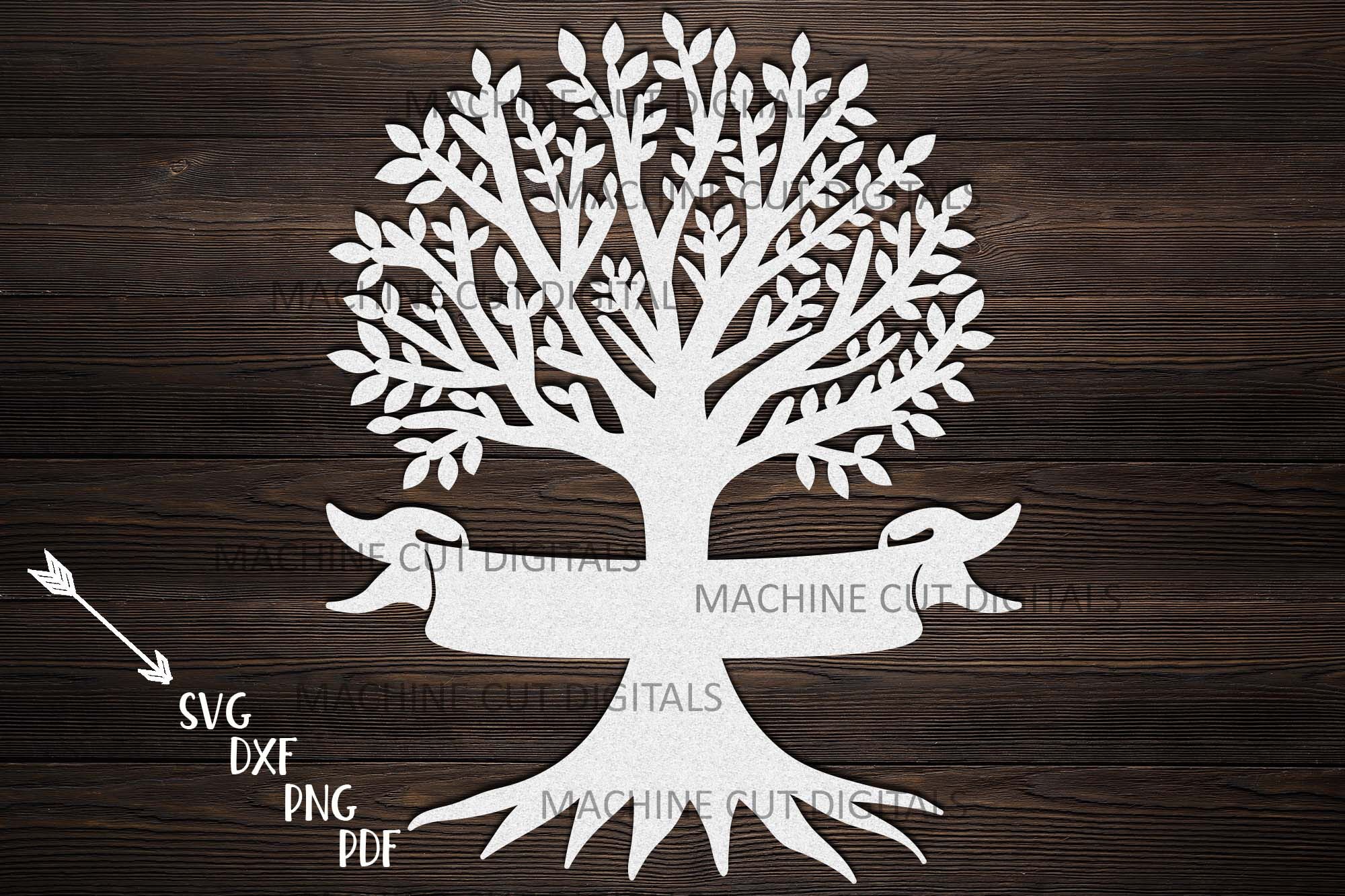 Download Family reunion tree with names ribbon paper laser cut svg dxf By kArtCreation | TheHungryJPEG.com