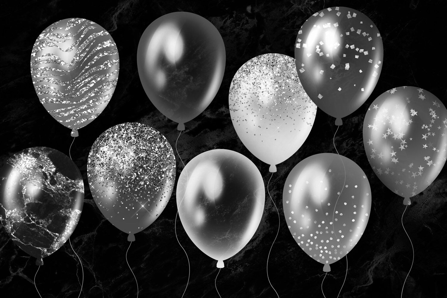 Silver Balloons Clipart By Digital Curio | TheHungryJPEG.com