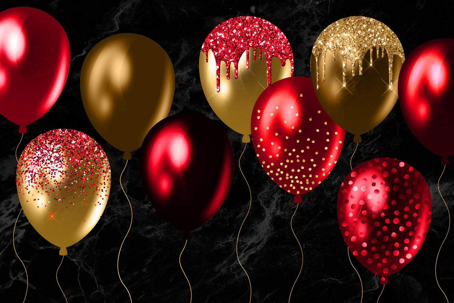 Red and Gold Balloons Clipart By Digital Curio | TheHungryJPEG.com