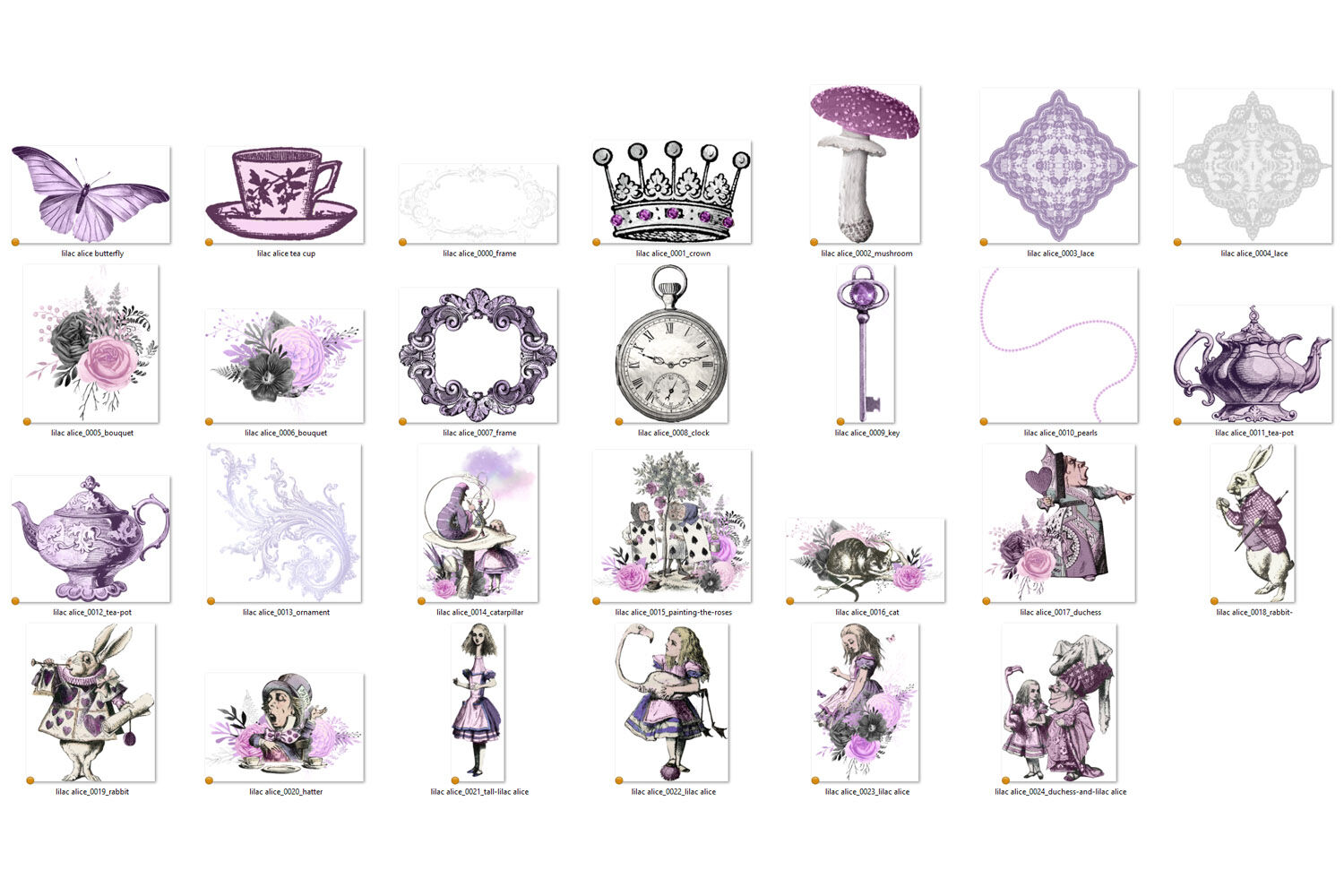 Lilac Alice In Wonderland Clipart By Digital Curio Thehungryjpeg Com