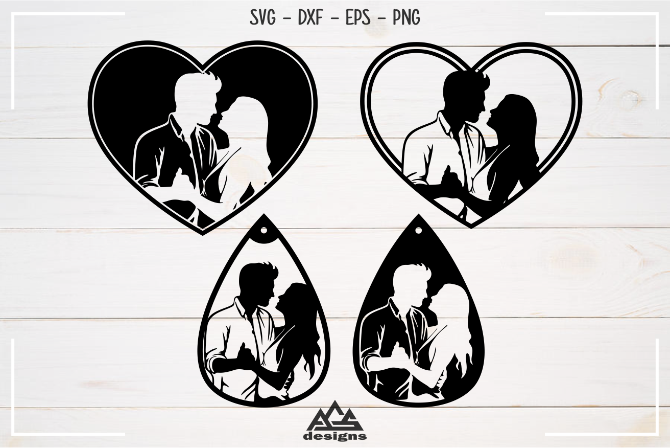 Download Couple In Love Heart Valentine Wedding Earring Svg Design By Agsdesign Thehungryjpeg Com