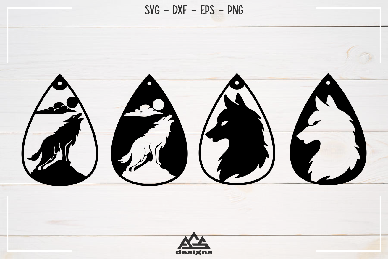 Wolf Earring Svg Design By Agsdesign Thehungryjpeg Com