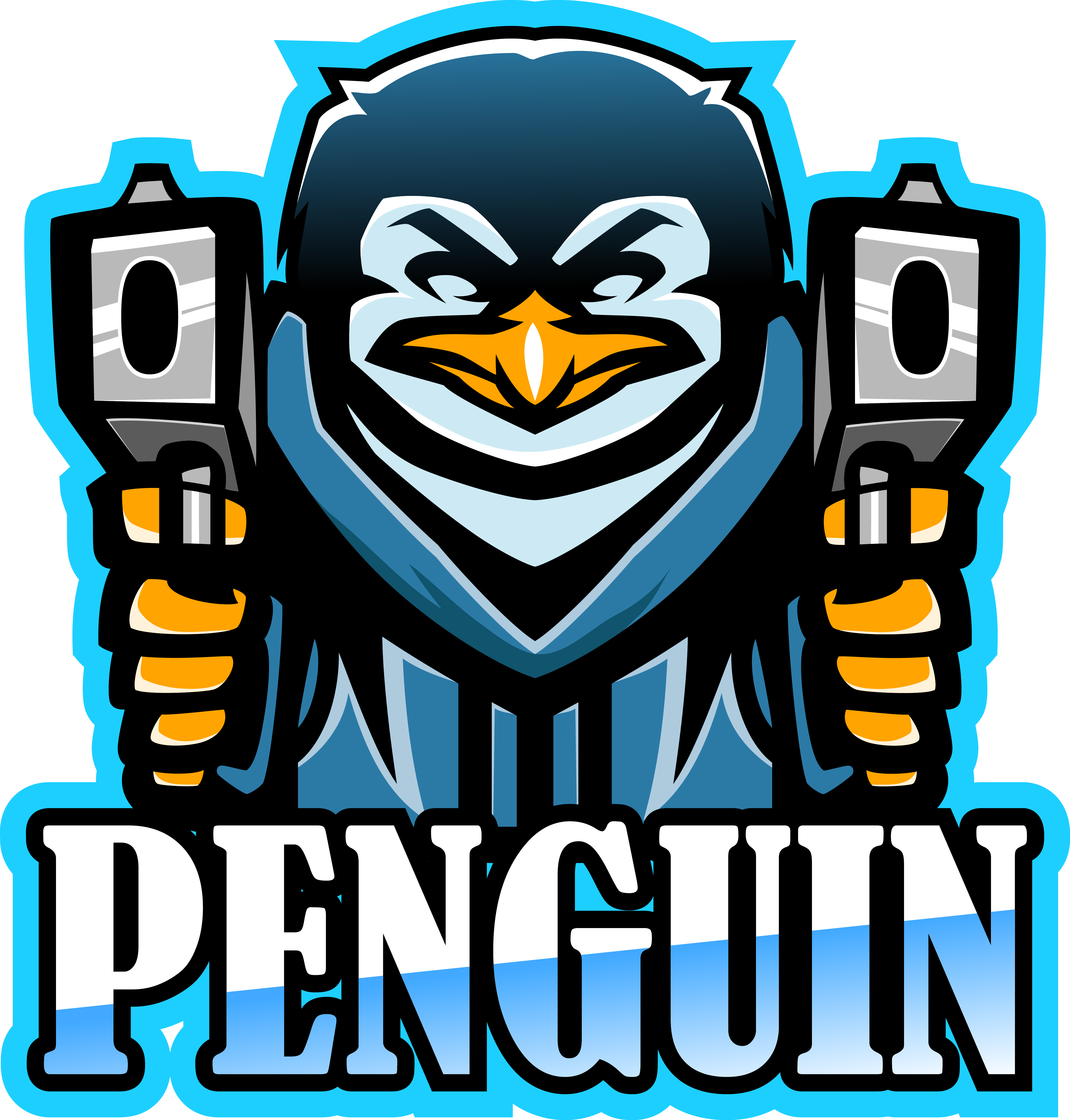 Penguin esport mascot logo design with gun By Visink | TheHungryJPEG.com
