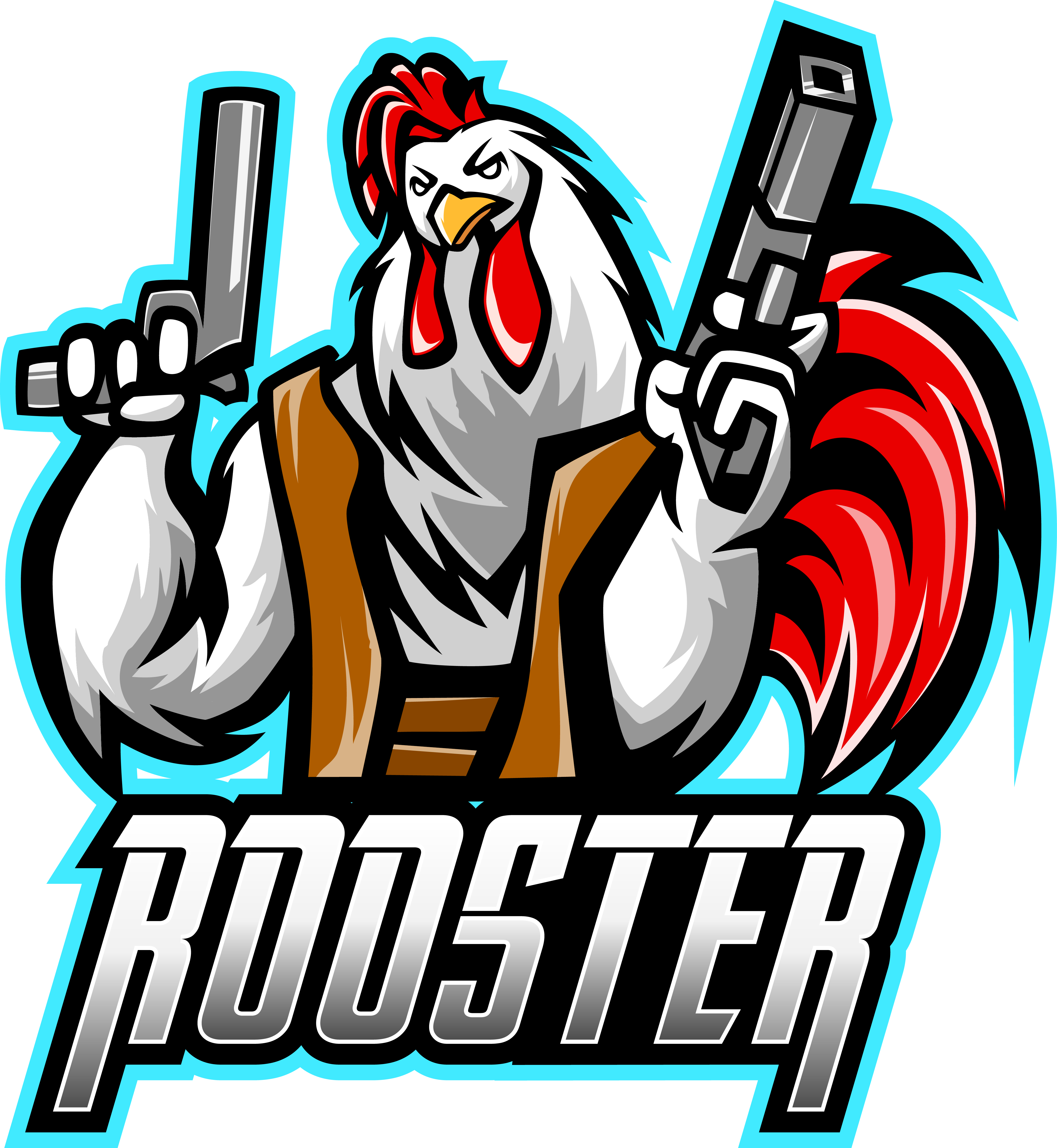 Rooster with gun mascot logo design By Visink | TheHungryJPEG.com