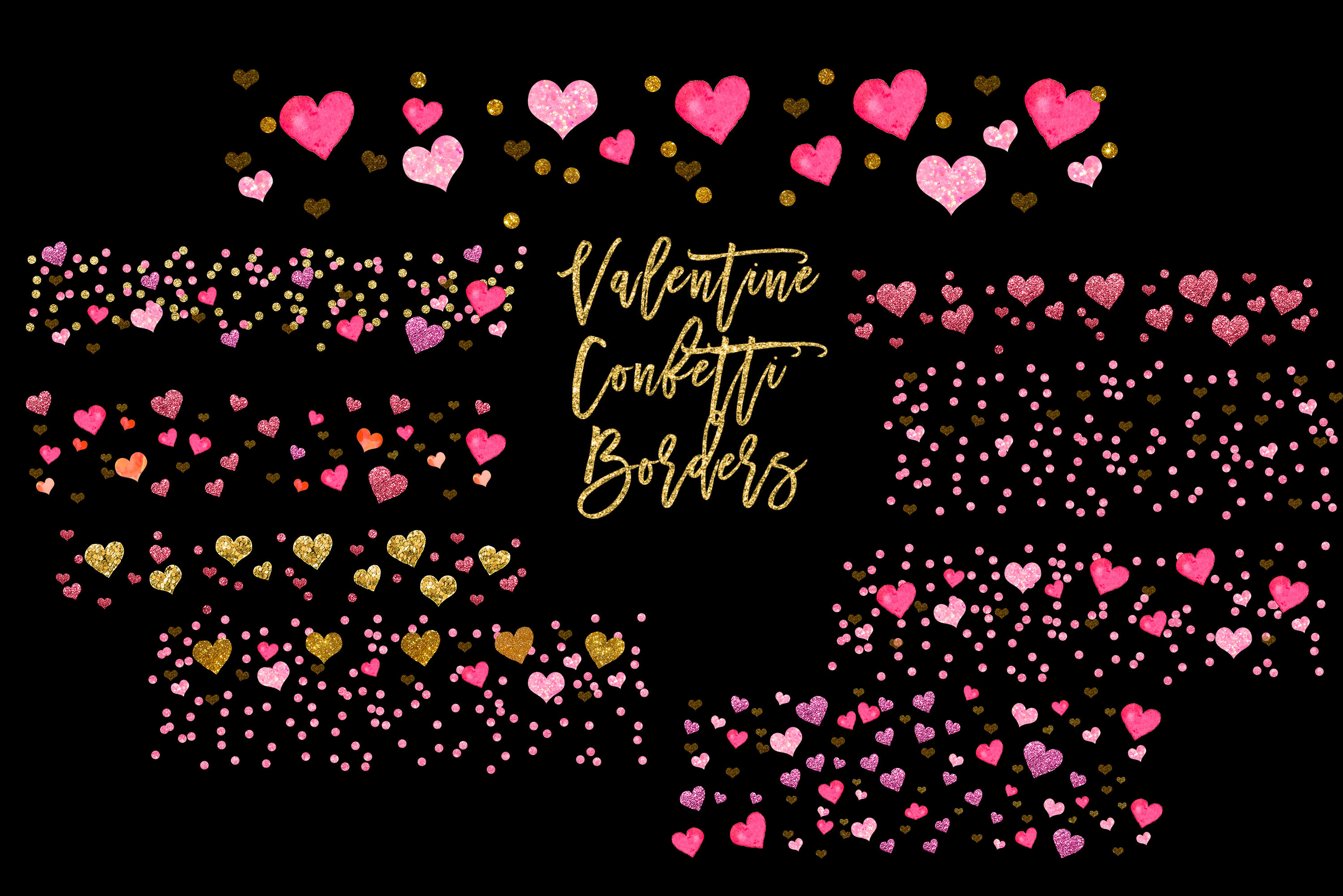 Download Valentine Pink Watercolor Hearts Borders clipart, Vday ...