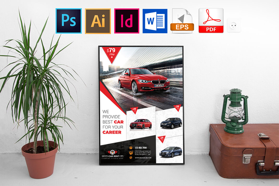 Posters Rent A Car Vol 04 By Imagine Design Studio Thehungryjpeg Com