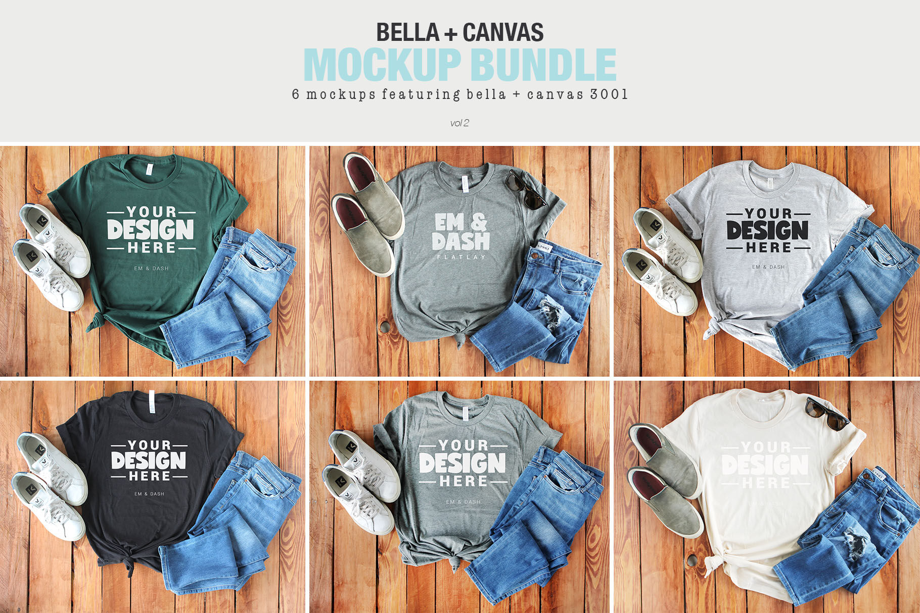 Download Bella Canvas 3001 T Shirt Mockup Bundle Vol2 By Karajoann Thehungryjpeg Com