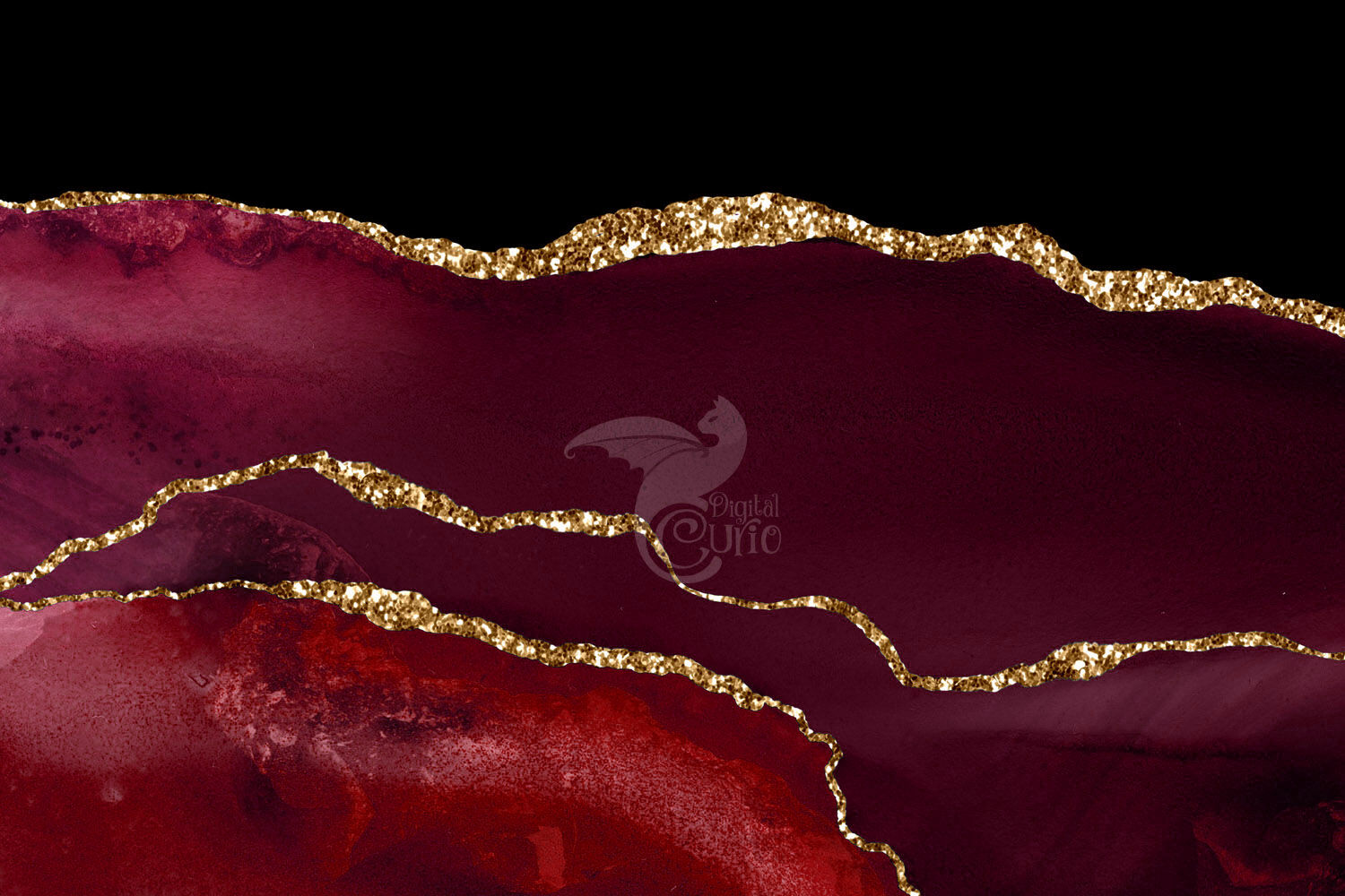 Burgundy and Gold Agate Watercolor Backgrounds By Digital Curio