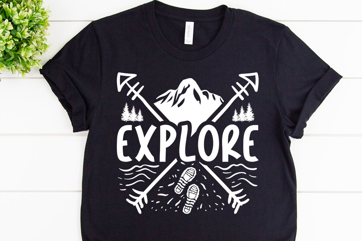 Explore Mountains Svg Design For Adventure Tshirt By Cuttingsvg Thehungryjpeg Com