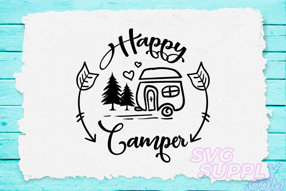 Happy Camper Svg Design For Adventure Handcraft By Cuttingsvg Thehungryjpeg Com