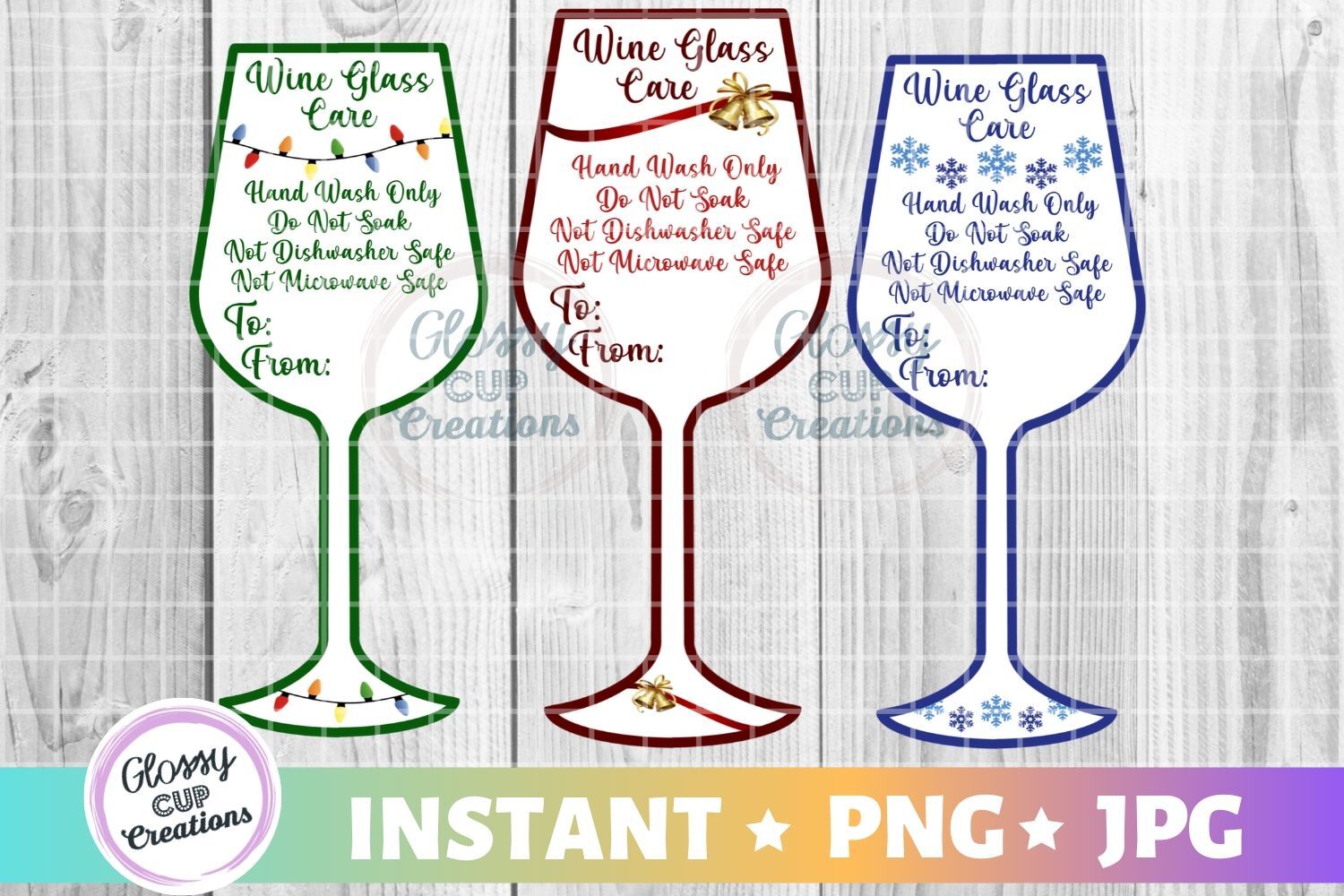 Wine Glass Holiday Care Card Pack Png Print And Cut By Glossy Cup Creations Thehungryjpeg Com