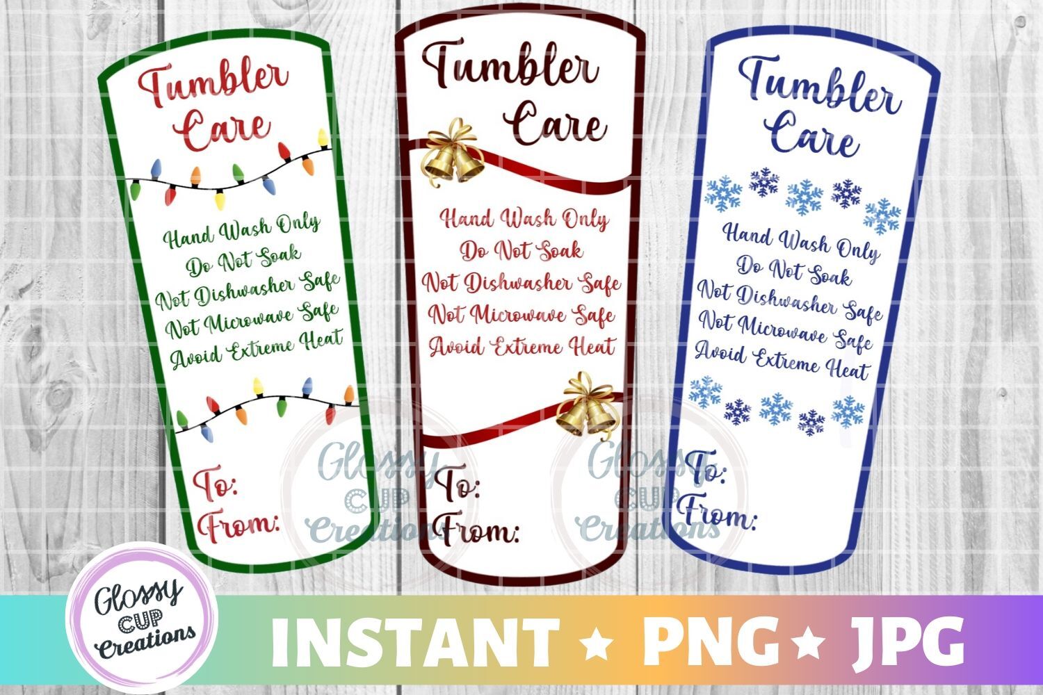 Medium Tumbler Holiday Care Card Pack, PNG, Print and Cut By Glossy Cup  Creations