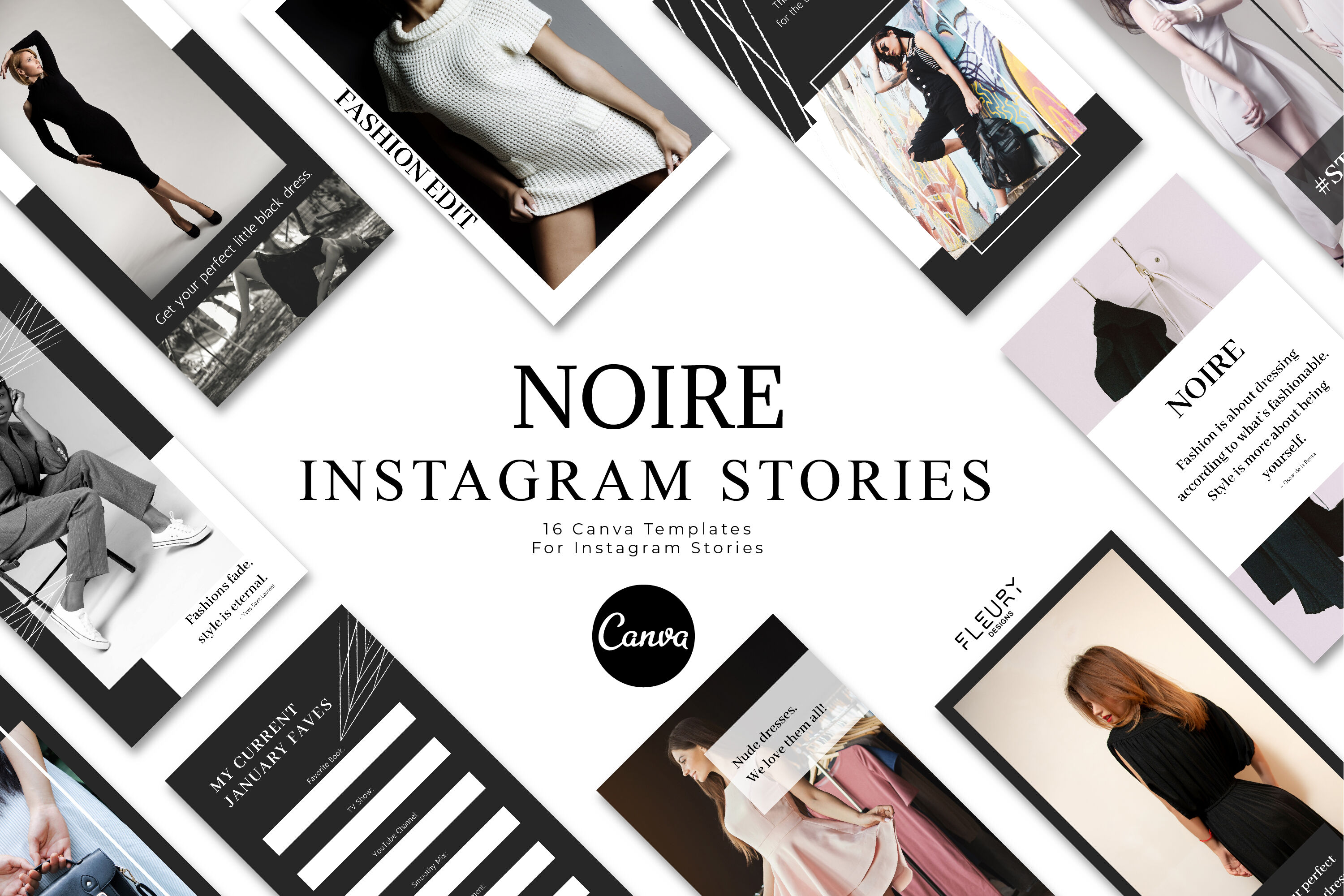 NOIRE - Instagram Story Templates for Canva By Christine Fleury |  TheHungryJPEG