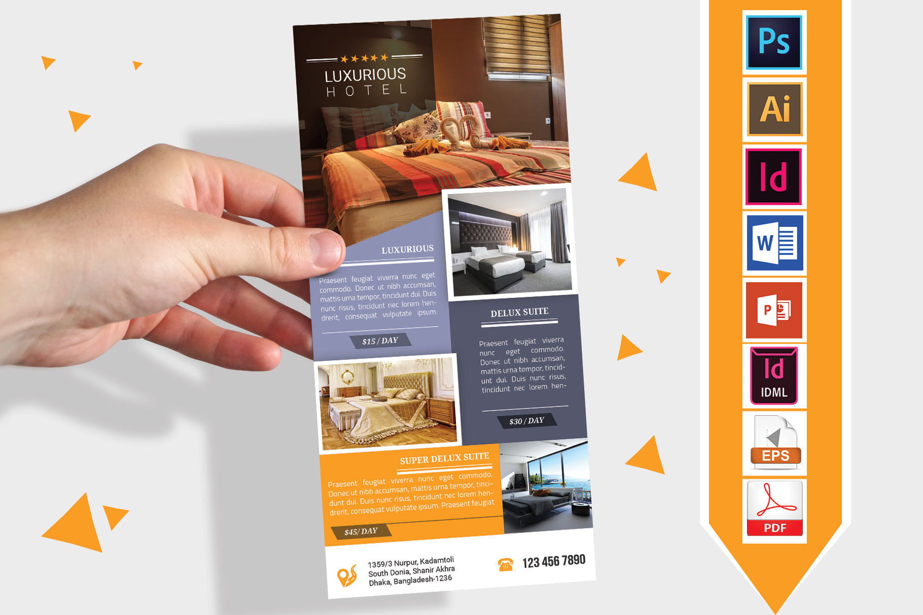 Rack Card  Hotel DL Flyer Vol-23 By Imagine Design Studio In Dl Flyer Template Word