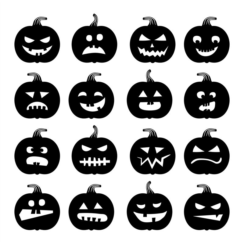 Download Pumpkins icons. Vector halloween pumpkin silhouette set isolated on wh By SmartStartStocker ...