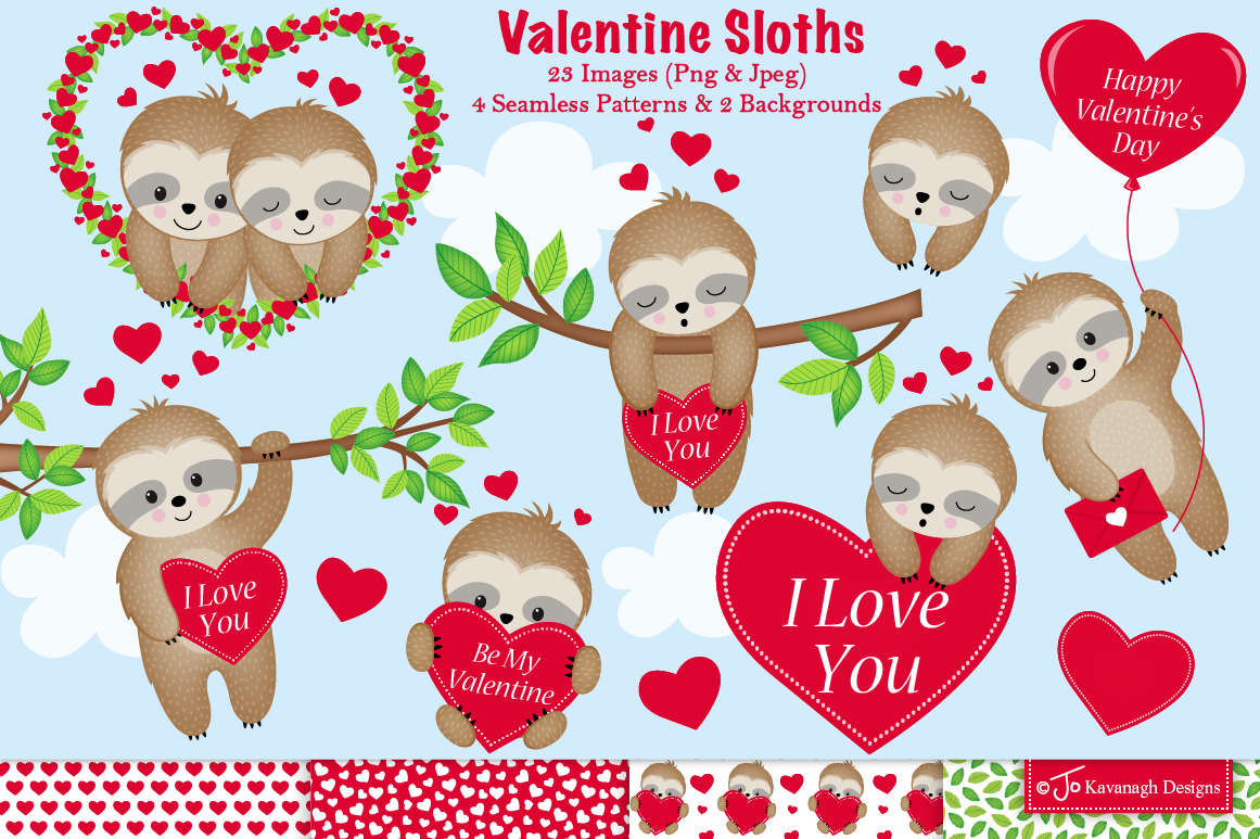 JPG /& GIF Sloth Love Valentine sticker PNG.