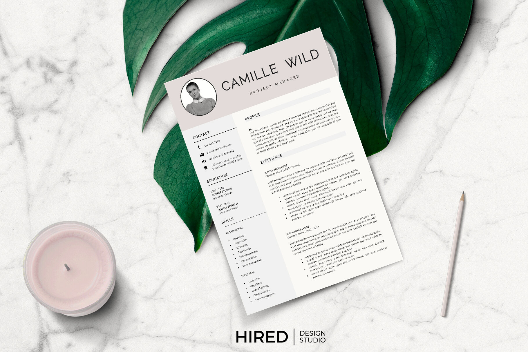2 Page Cv Template from media1.thehungryjpeg.com