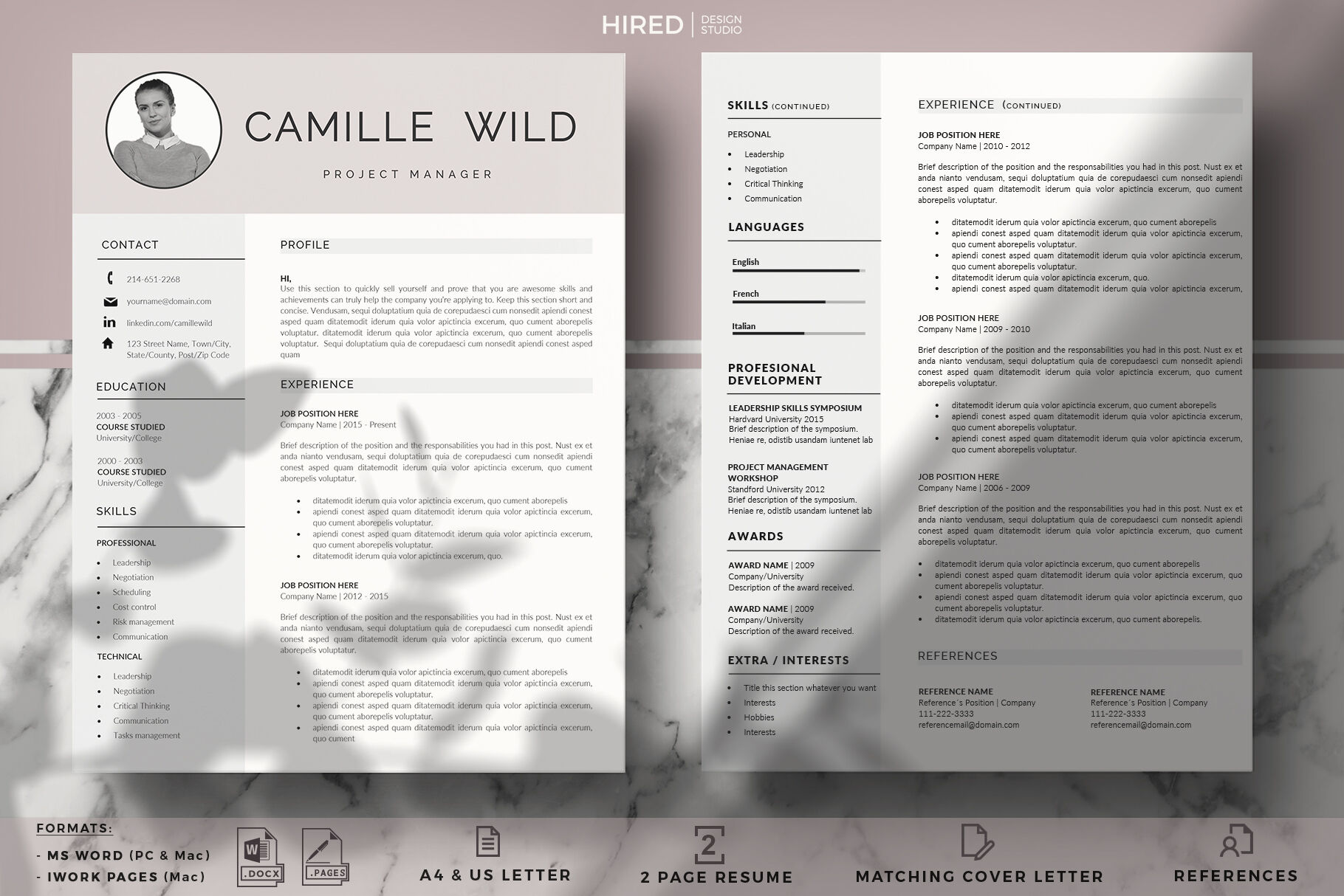 Professional CV Template for Project Managers. 1 & 2 Page ...