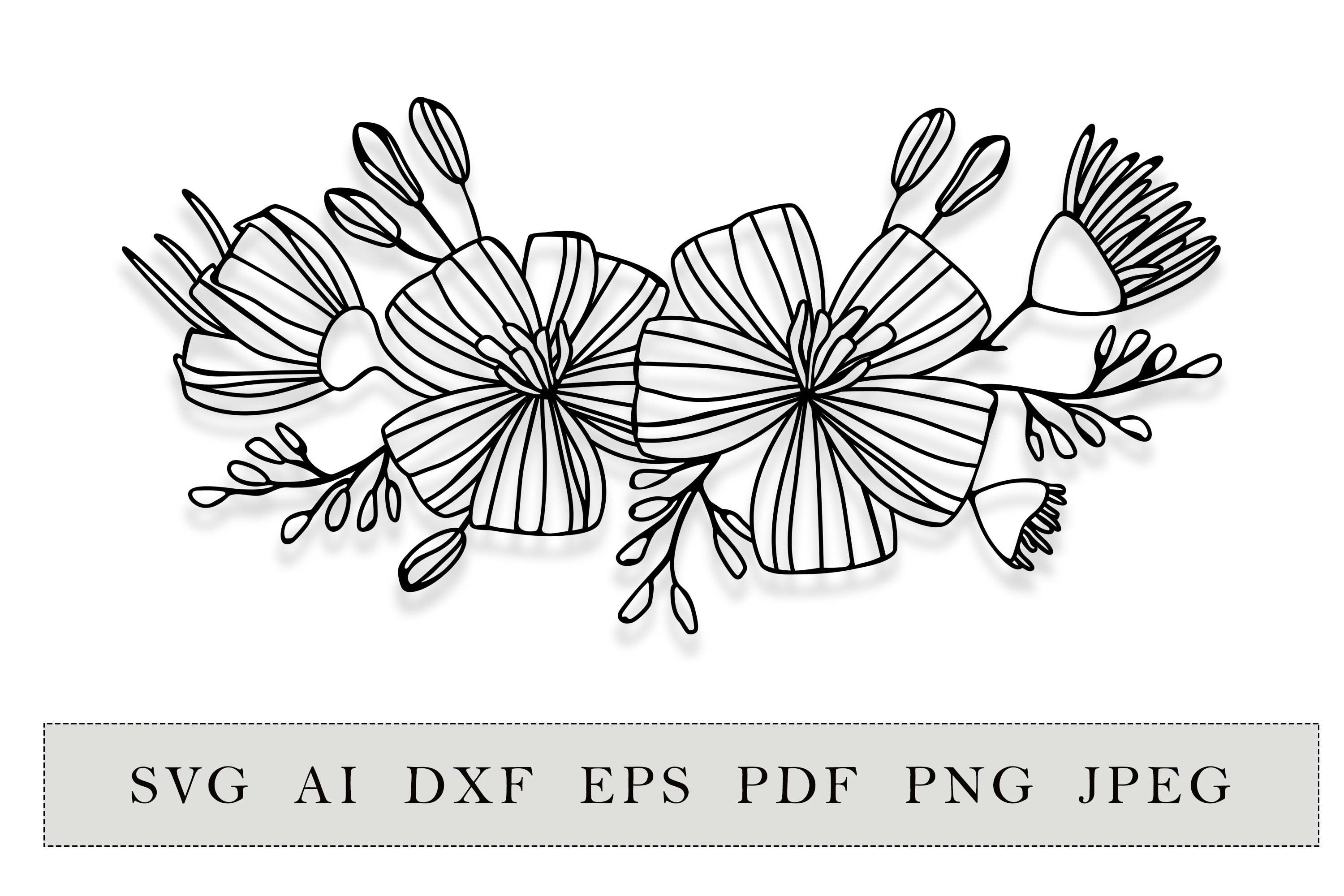 Bouquet Flowers Svg With Daisy Flowers By Esha Thehungryjpeg Com