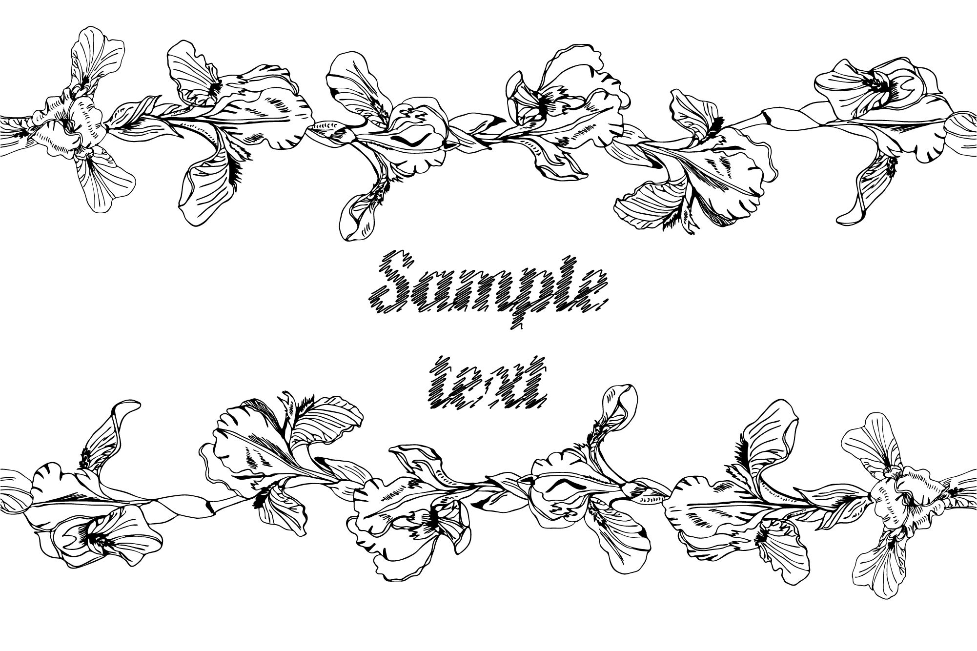 Hand Drawn Ink Sketch Of Iris Flowers Vector Elements By Mix4garden Thehungryjpeg Com