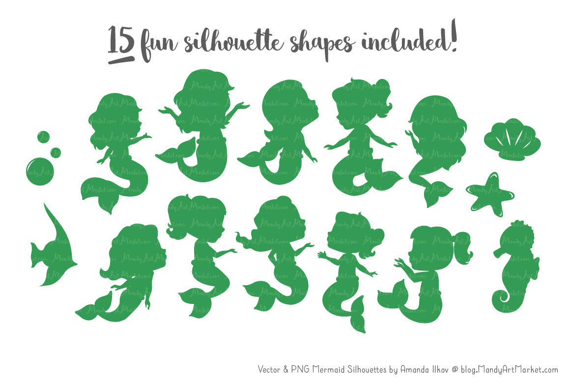 ori 36818 958701b38200388a4e11f1b224ad6847ec4b6a0a sweet mermaid silhouettes vector clipart in shades of green