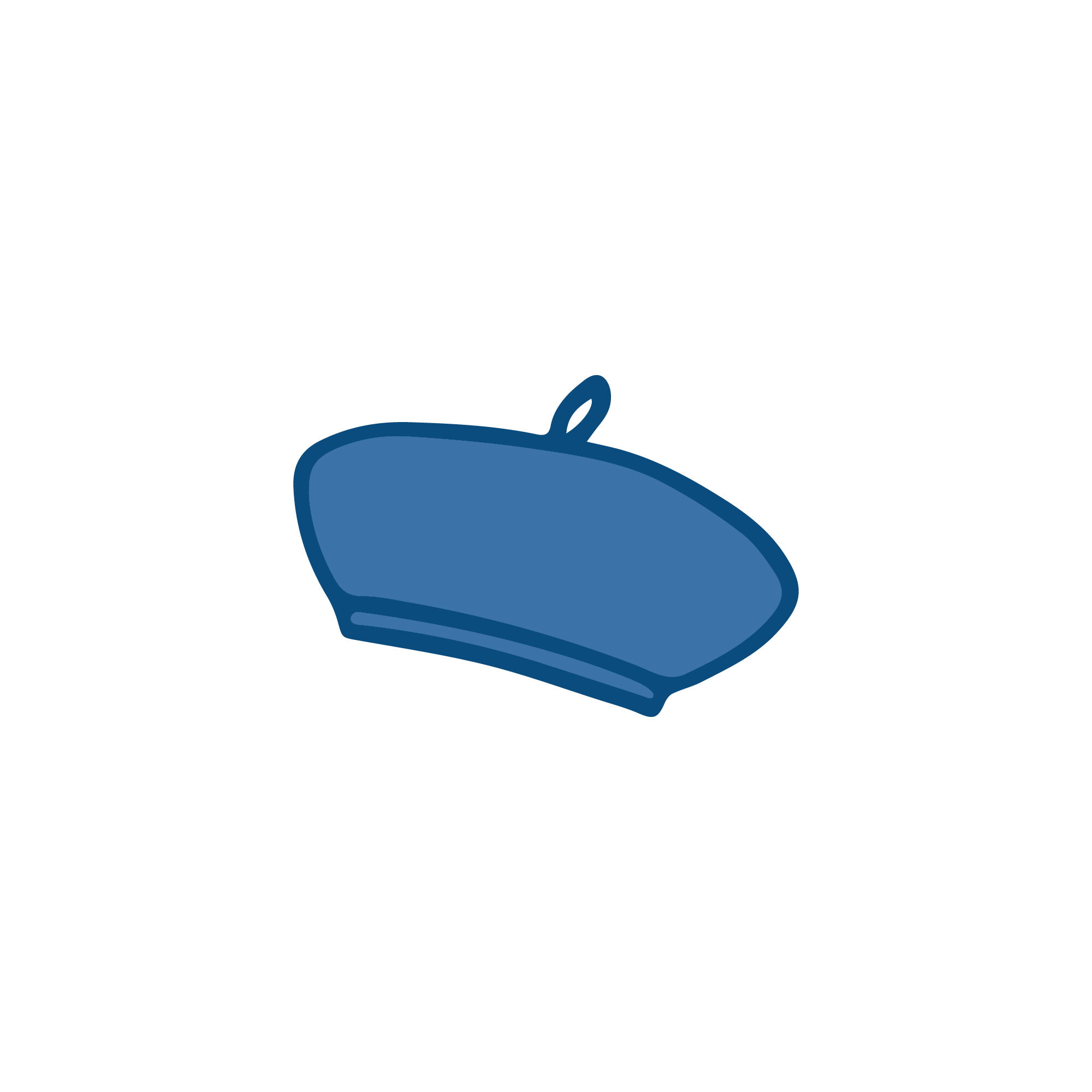 Hand drawn blue beret hat flat vector icon. By AyselZDesign