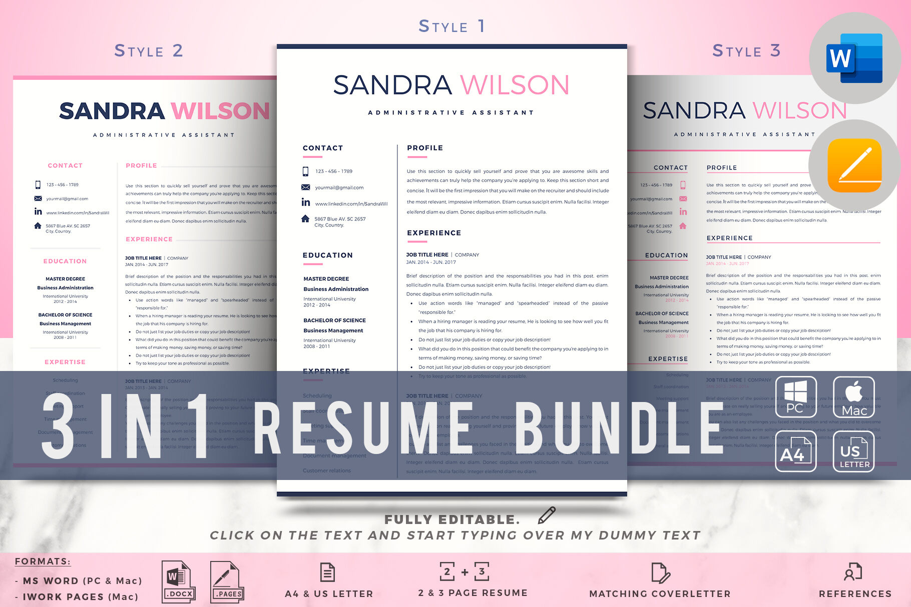 Creative Resume For Administrative Assistant Resume Bundle Bonus By Hiredds Thehungryjpeg Com