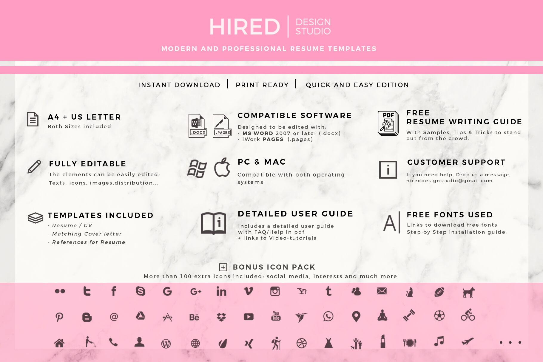Creative Resume For Administrative Assistant Resume Bundle Bonus By Hiredds Thehungryjpeg Com