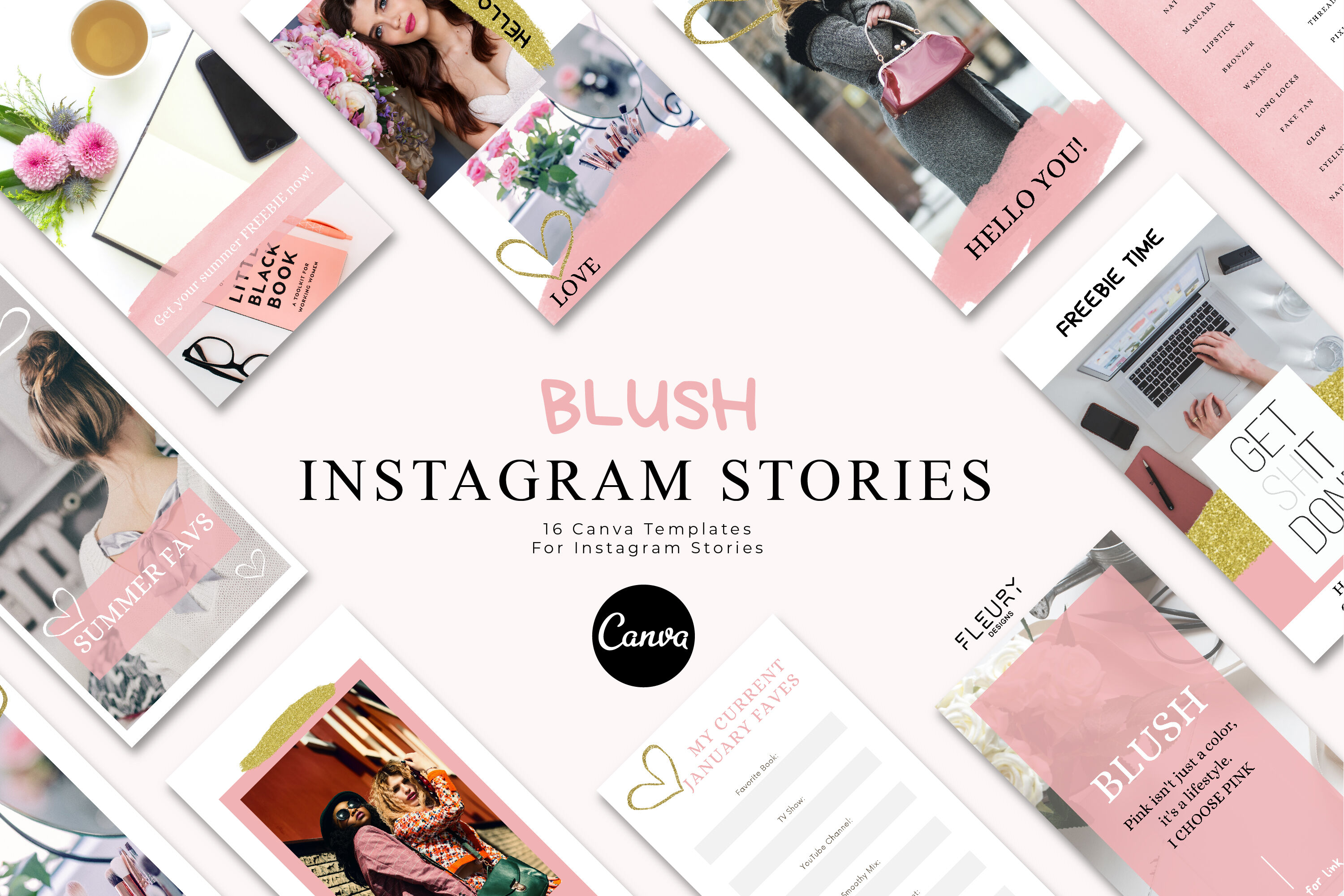 BLUSH Instagram Story Templates for Canva By Christine Fleury