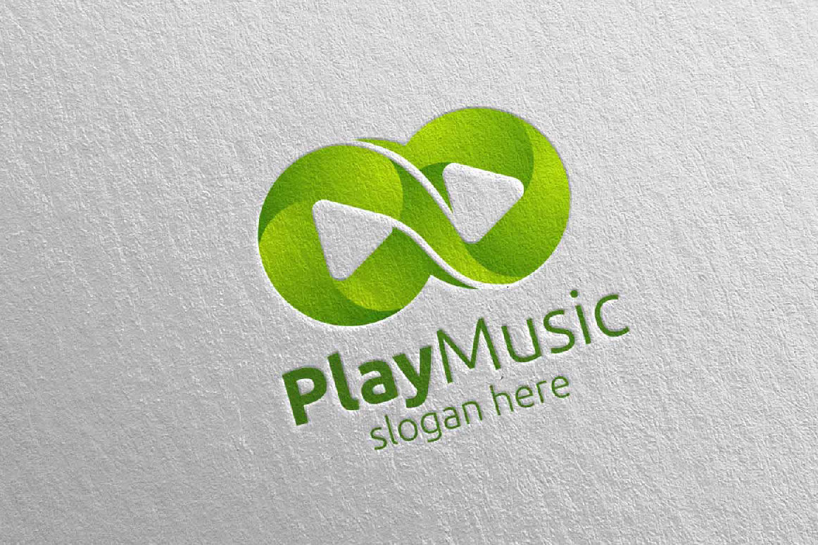 Music Play Button Logo Design - MasterBundles