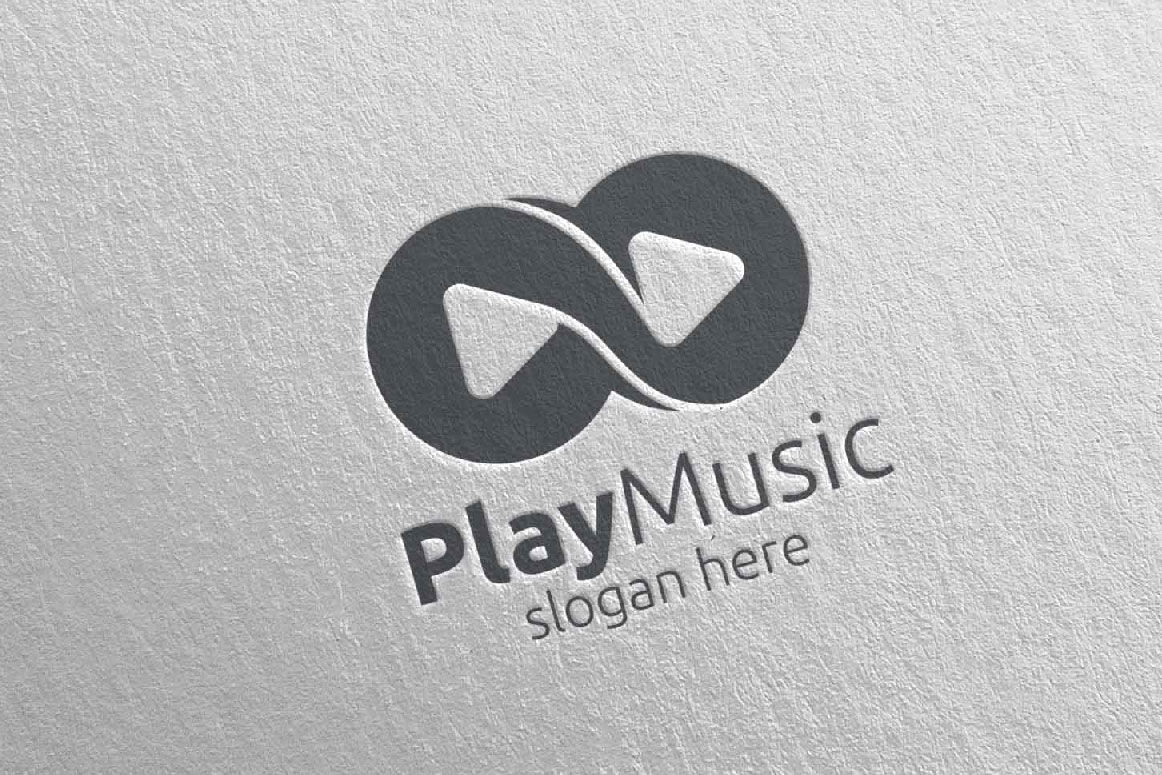 Music Logo With Infinity And Play Concept 68 By Denayunethj Thehungryjpeg Com