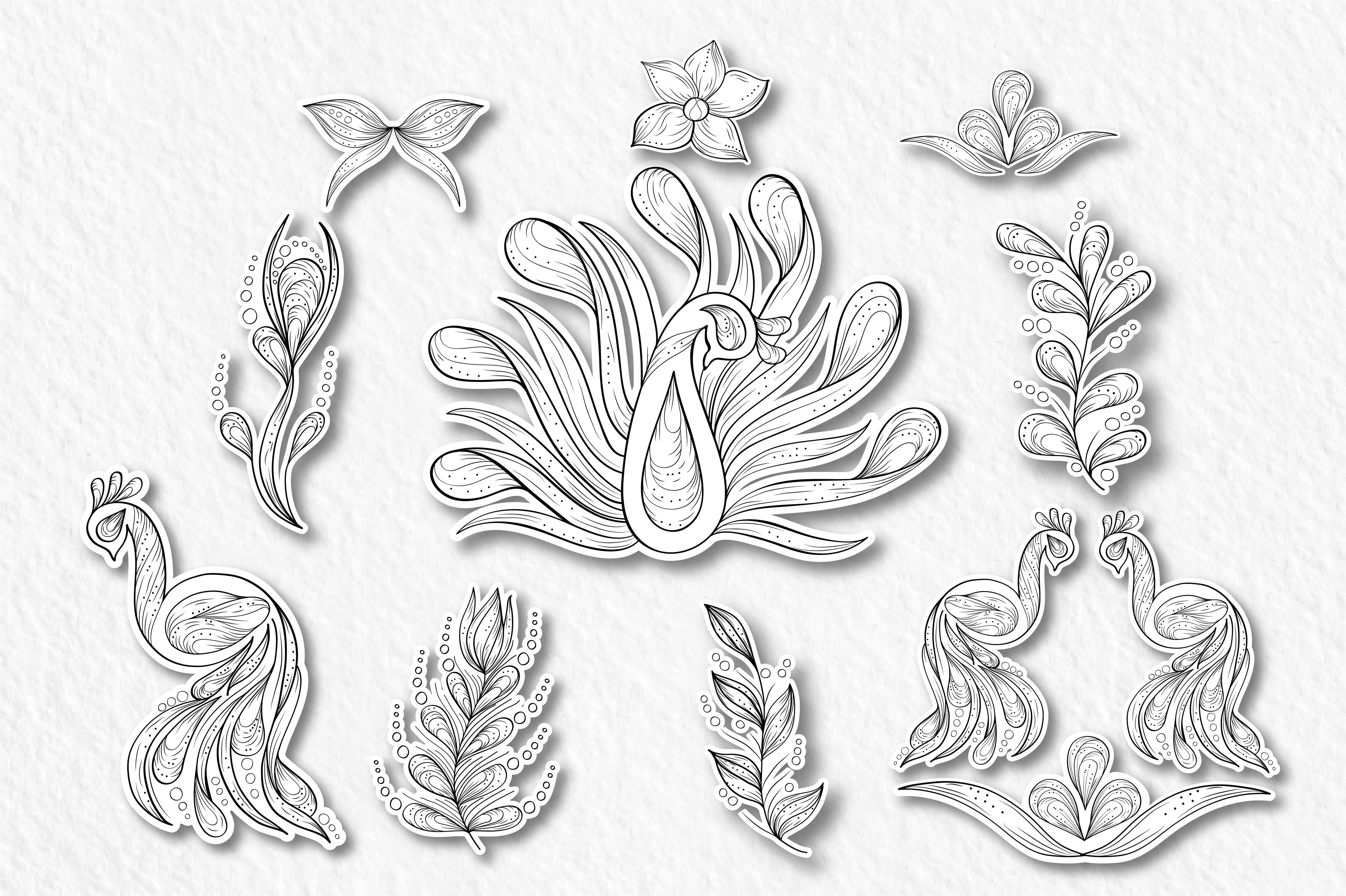 Download Peacock Stickers Collection, SVG files By Zenart Studio by ...