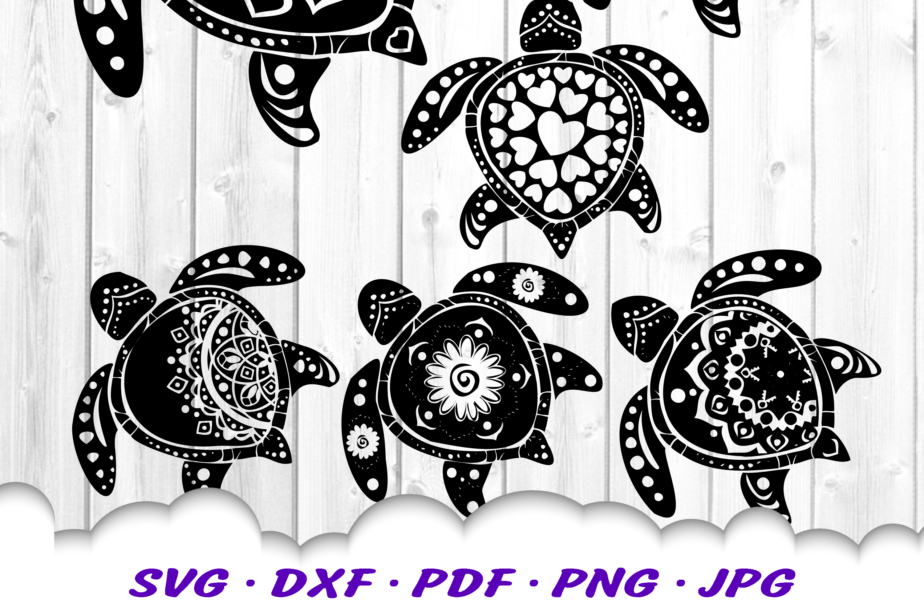 Mandala Sea Turtle SVG DXF Cut Files Bundle By ...