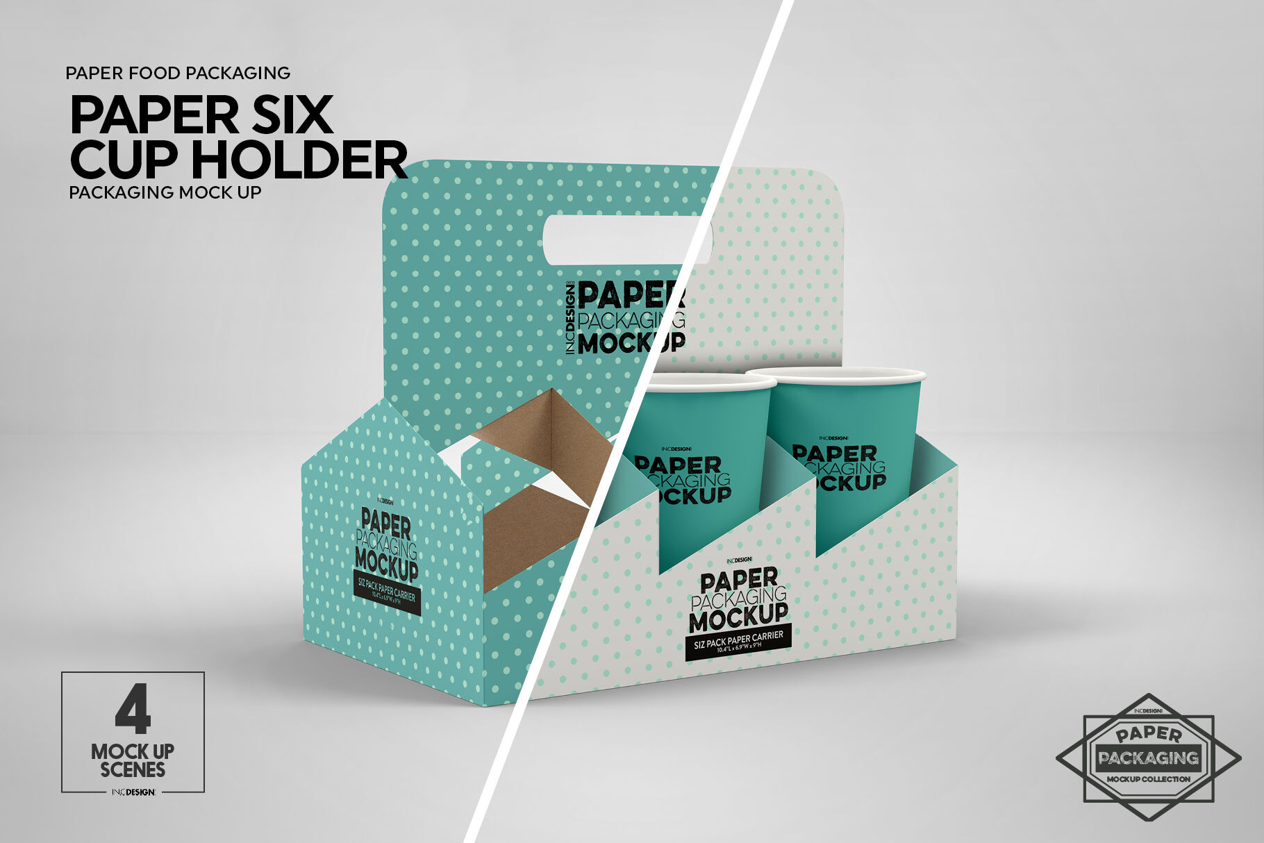 Download Paper Six Cup Carrier Holder Mockup By Inc Design Studio Thehungryjpeg Com