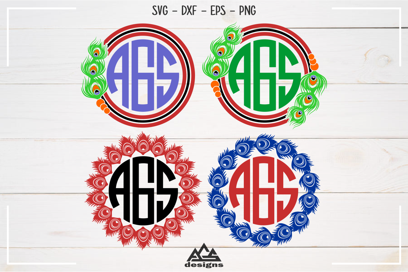 Download Peacock Feathers Monogram Frame Svg Design By AgsDesign ...