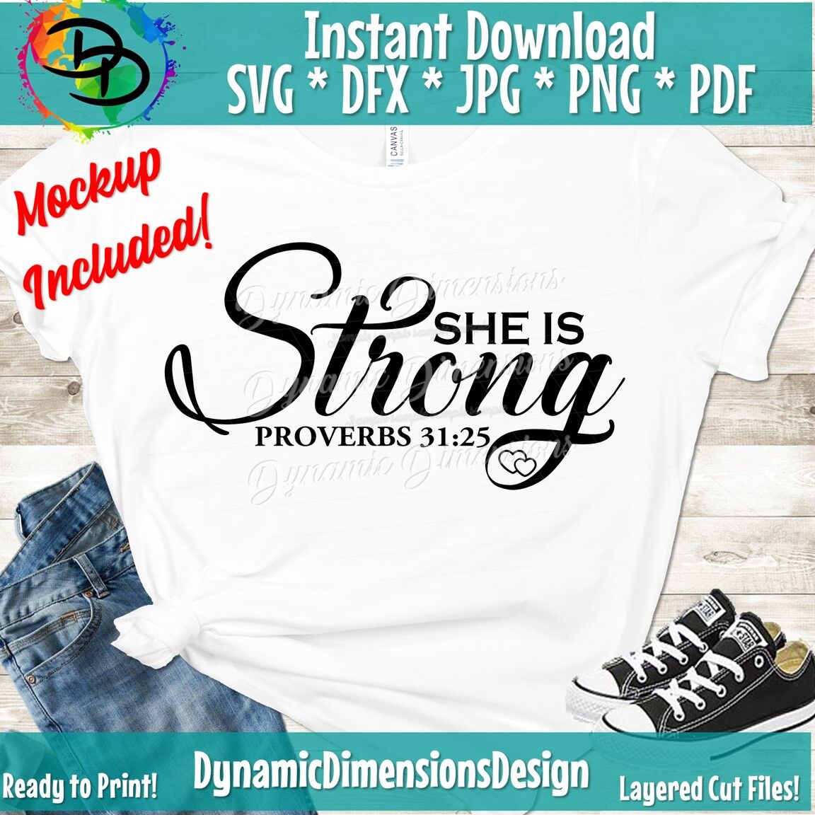 She Is Strong Svg Proverbs 31 25 Svg Christian Svg Dxf And Png Inst By Dynamic Dimensions Thehungryjpeg Com